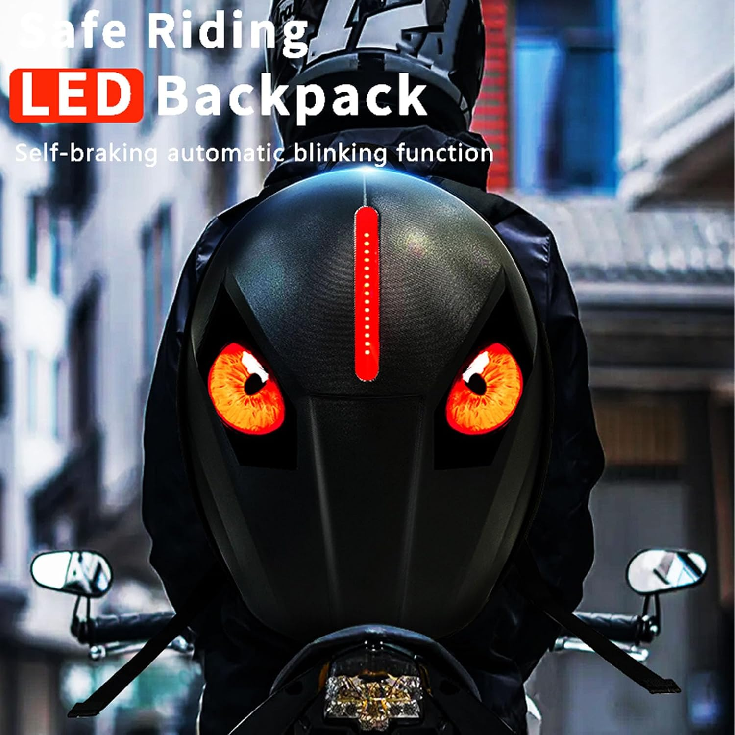 Bewinner LED Motorcycle Backpack Cool round Design - 3D Hard Shell Motorbike Backpack with Programmable Full Color Screen, Waterproof Riding Helmet Bag for Outdoor image number 2