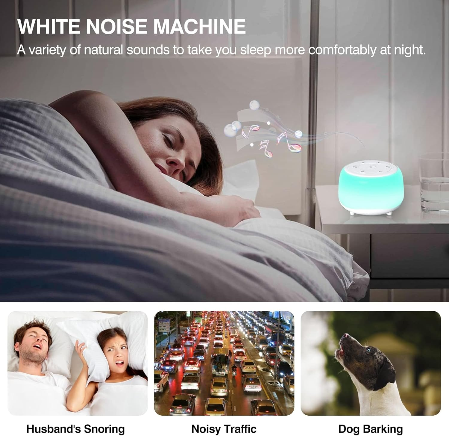 Epzia Portable White Noise Machine for Baby with 34 Soothing Natural Sounds Night Light and Timing Function Compact Sound Machine for White Noise and Noise Cancelling for Baby Kids Adults image number 5