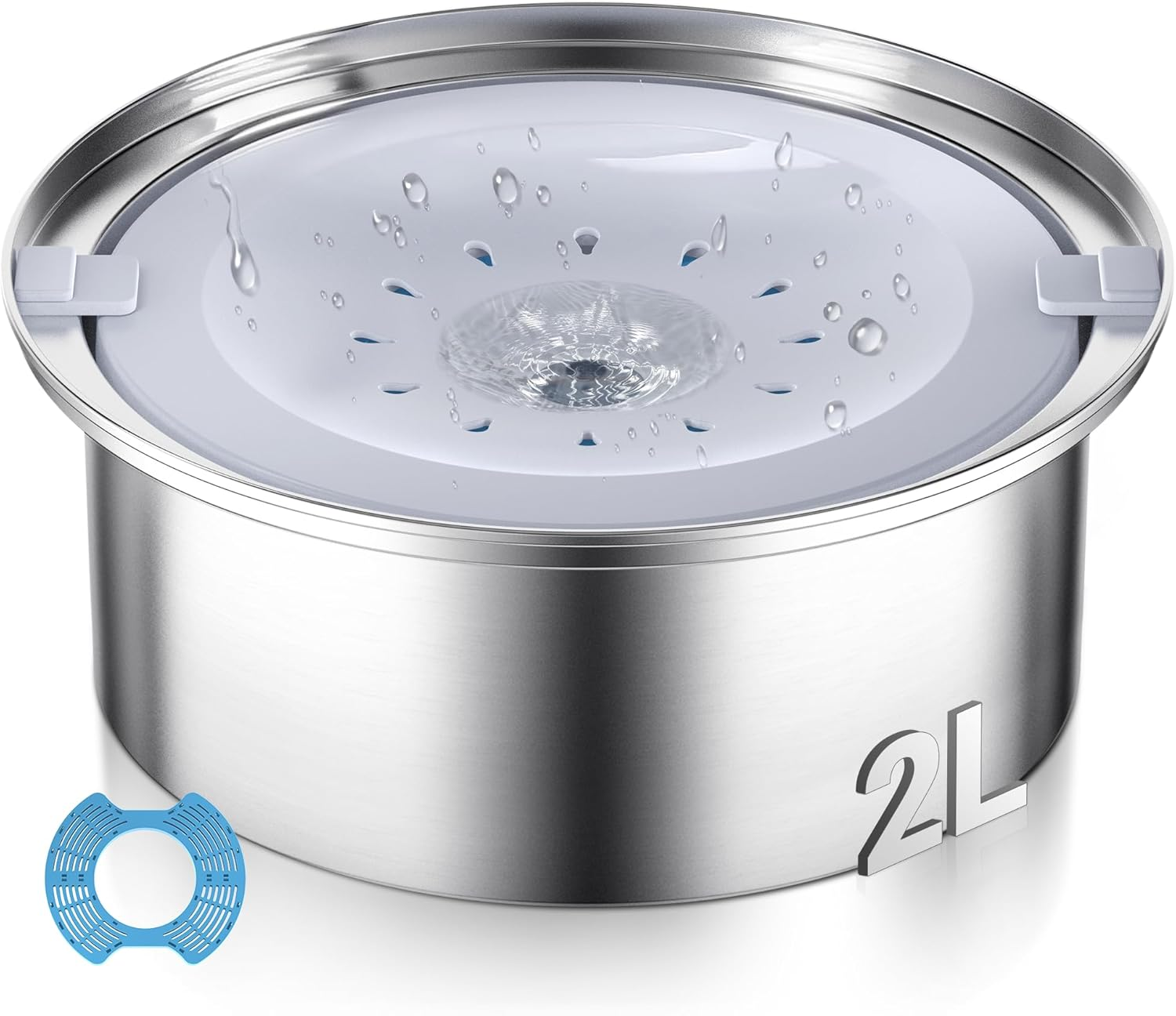 No Spill Dog Water Bowl, Stainless Steel Dog Water Bowl, 2.5L Large Dog Water Bowl Non Spill, Splash-Free, Anti-Choking Slow Drinking Dog Bowl for Dog Cat Puppy Home,Car,Outdoor image number 5