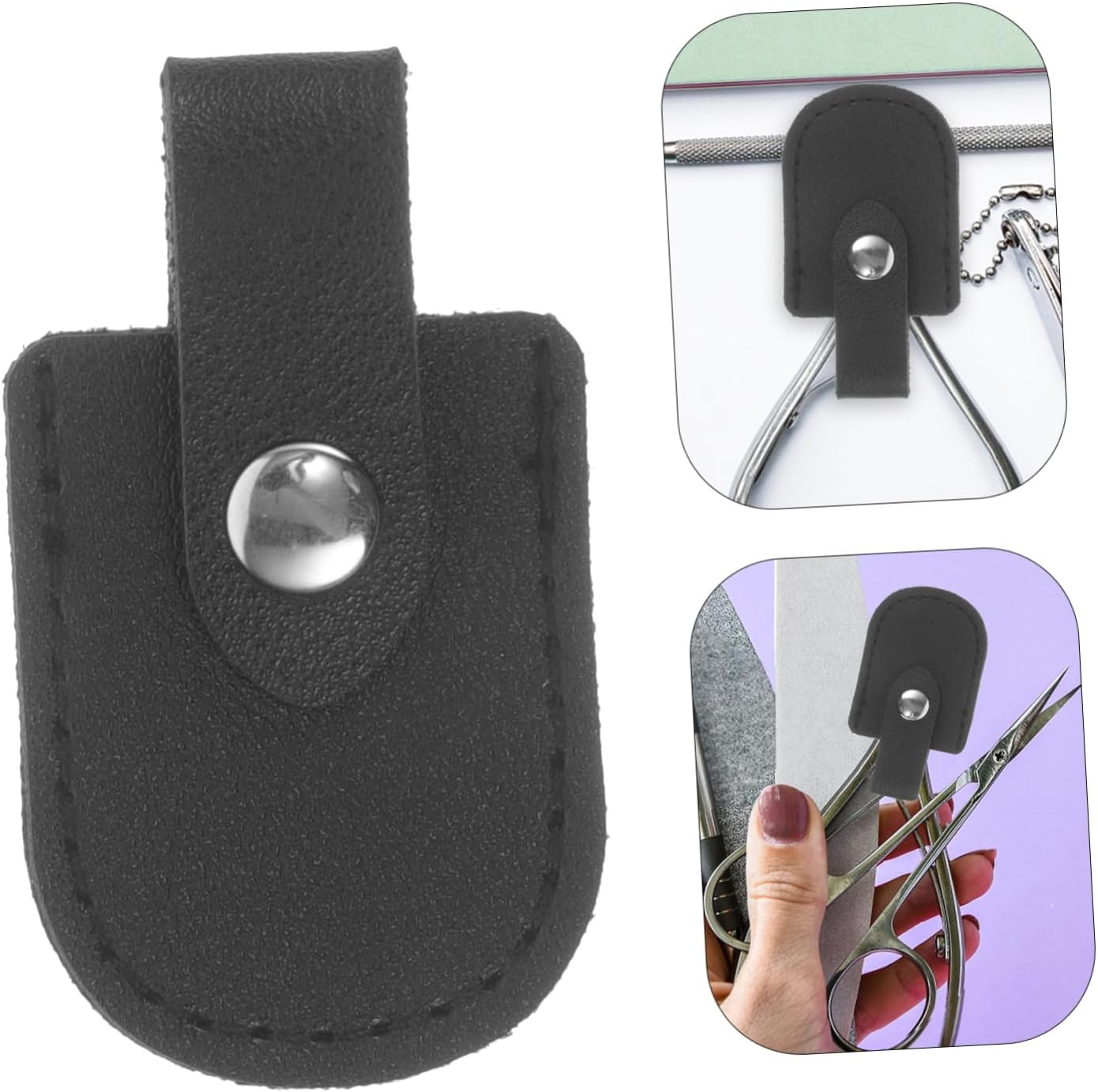 Ipetboom Pu Protective Nail Nipper Cover Sleeve for Manicure and Pedicure Tools Universal Cuticle Scissors Handle Storage Pouch Black Nail Scissor Case at Home and Salon