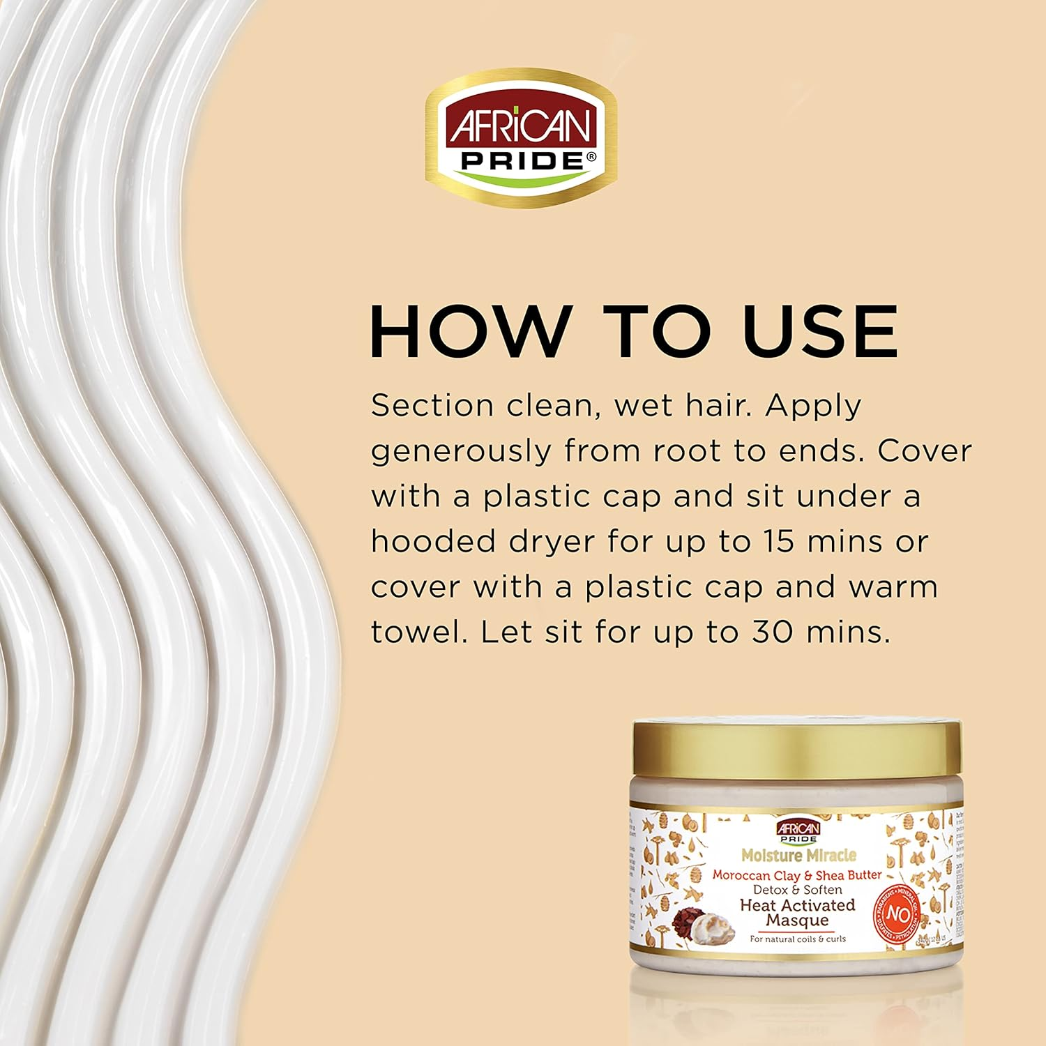 NEW AFRICAN PRIDE MOIST MIRACLE DETOX & SOFTEN HEAT ACTIVATED MASQUE 350Ml image number 1