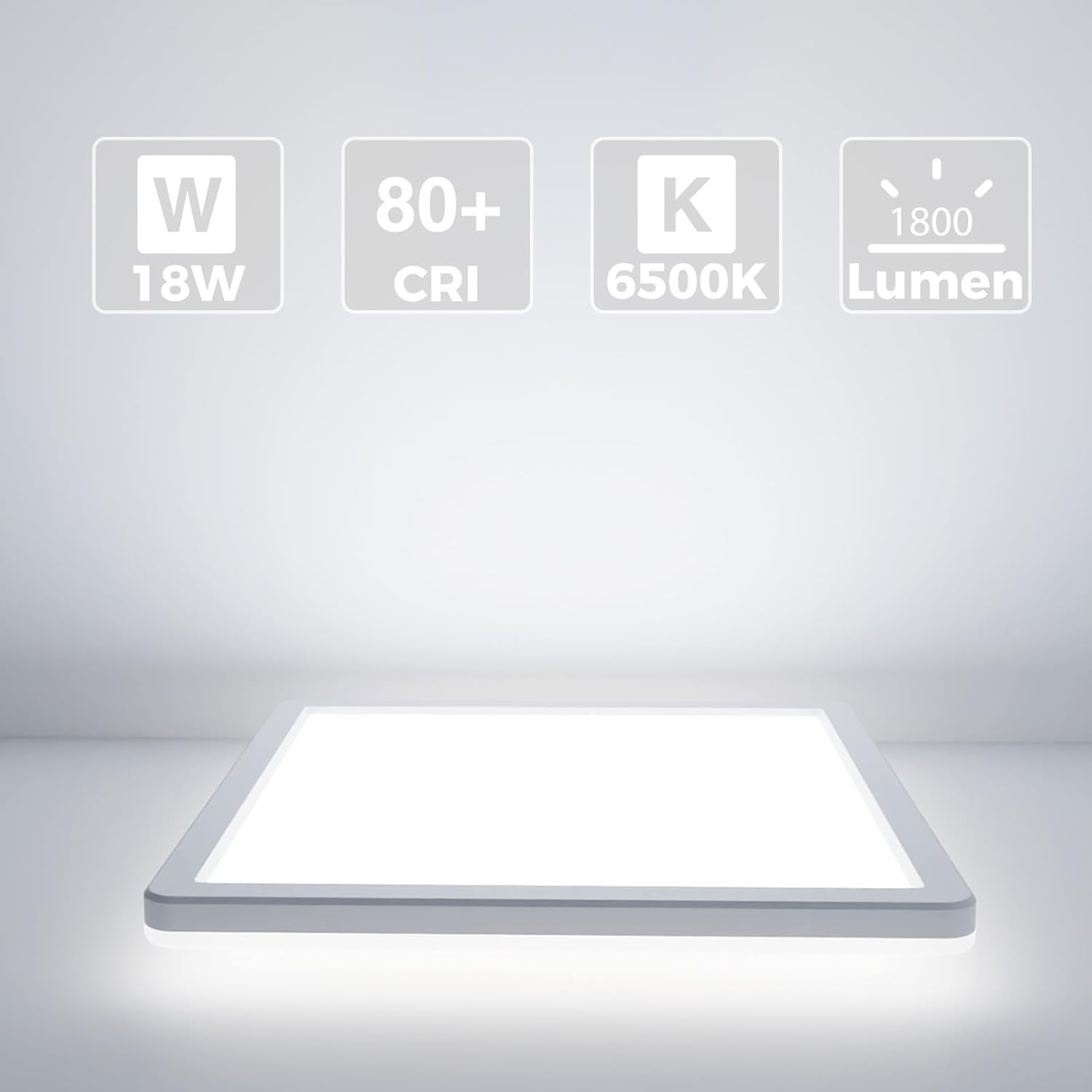 Slochi LED Ceiling Light, 18 W Ultra Thin Ceiling Light Flat 22 Cm, 6500 K Cool White, LED Ceiling Light Square for Bedroom, Living Room, Bathroom, Balcony, Hallway, Kitchen