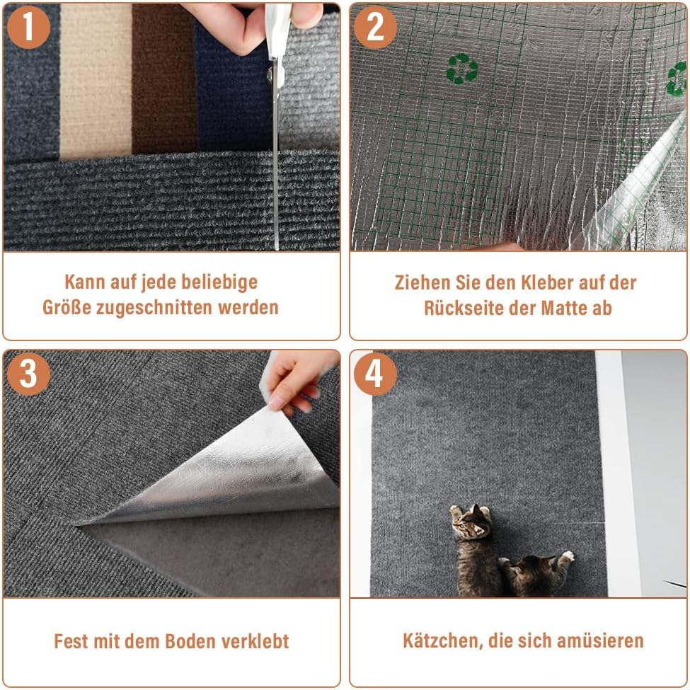 2 Pieces Climbing Cat Scratcher Stickers, Self-Adhesive Scratch Mat Cat Wall, DIY Scratch Mat Cat, Scratch-Resistant Protection, Furniture Floor Protection, Cat Scratching Board (Dark Grey, 30 X 100 image number 6