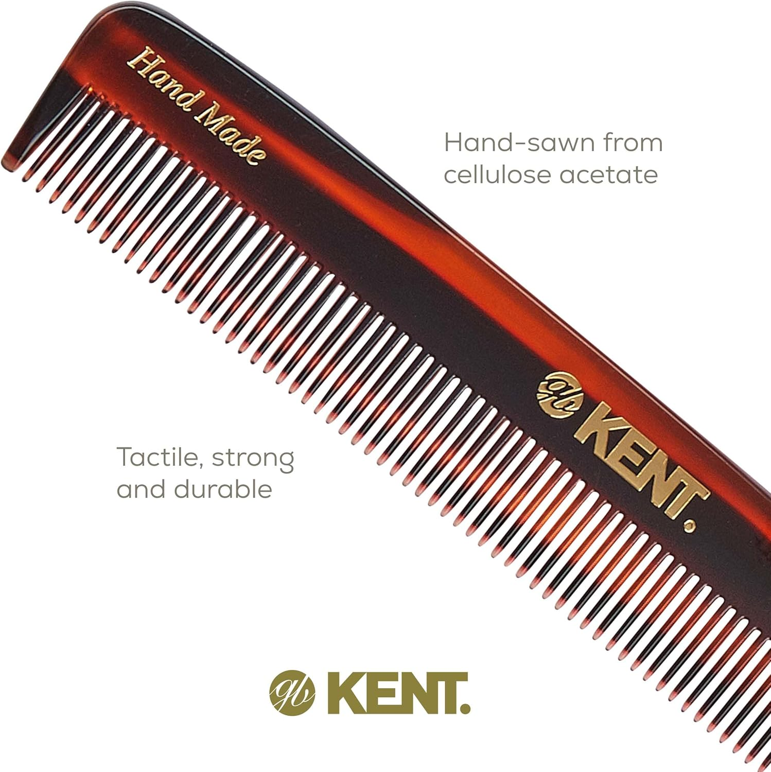 Kent F3T Tortoiseshell Fine Tooth Comb - Hair Parting and Straightening Comb for Men'S & Women'S Dandruff Remover, Saw Cut and Hand Polished Made in England image number 2