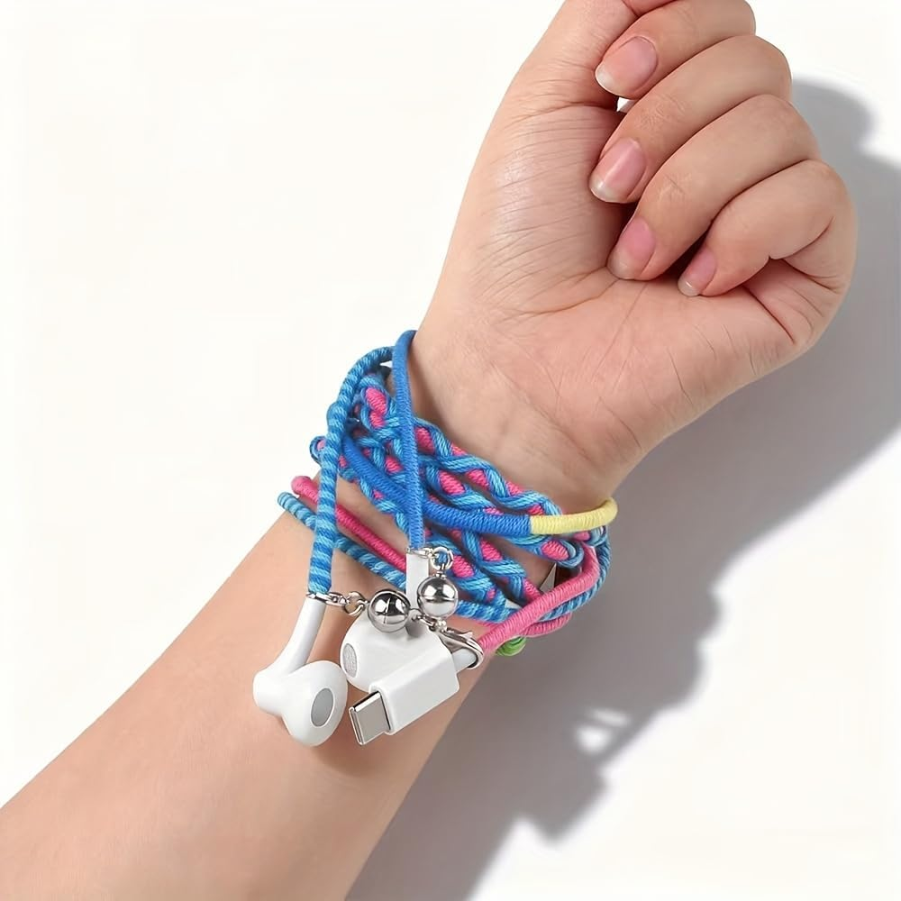 URIZONS Wired In-Ear Headphones USB-C with Microphone [Bracelet Design] Colourful Braided Cable Tangle-Free Compatible with Iphone 14/15/16/17, PS5, for Sports, Fitness, Gaming (60#)