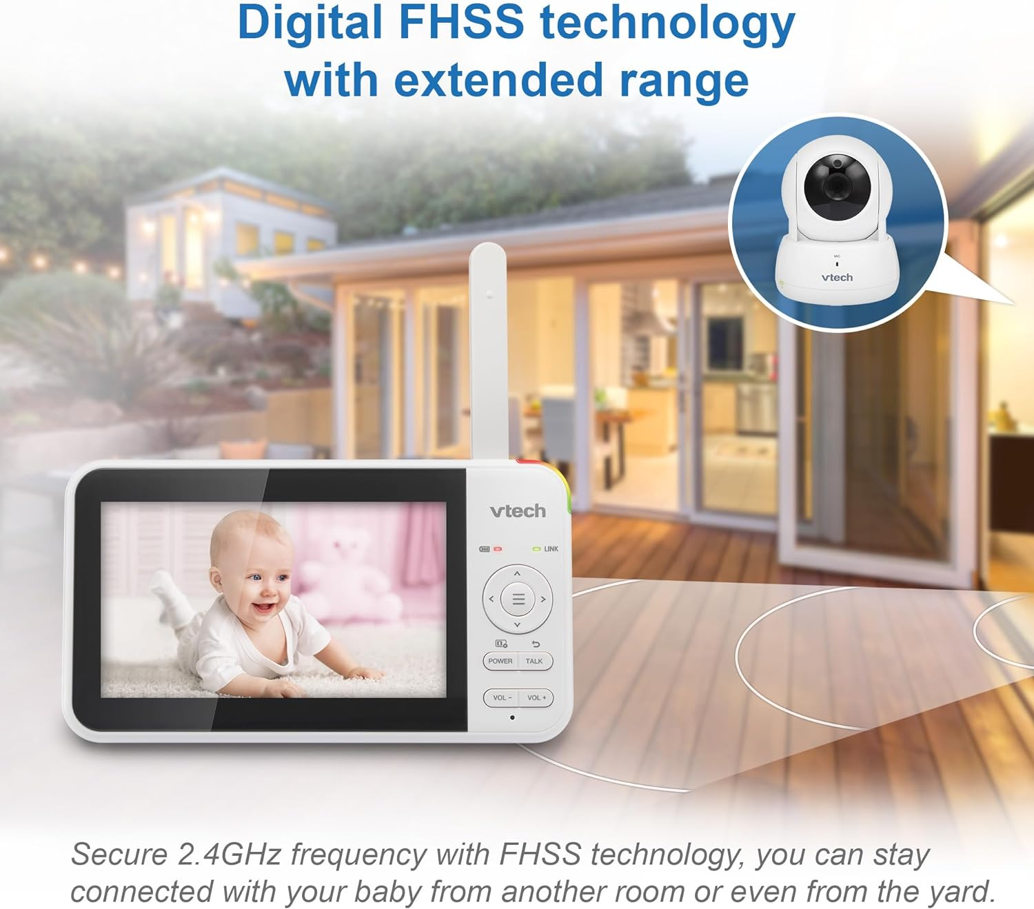 Vtech BM5550AU 5" 2-Camera Full Colour Pan & Tilt Video Baby Monitor with 2-Way Talk, Soothing Sounds, Room Temperature Monitor, up to 17 Hours Battery Life image number 3