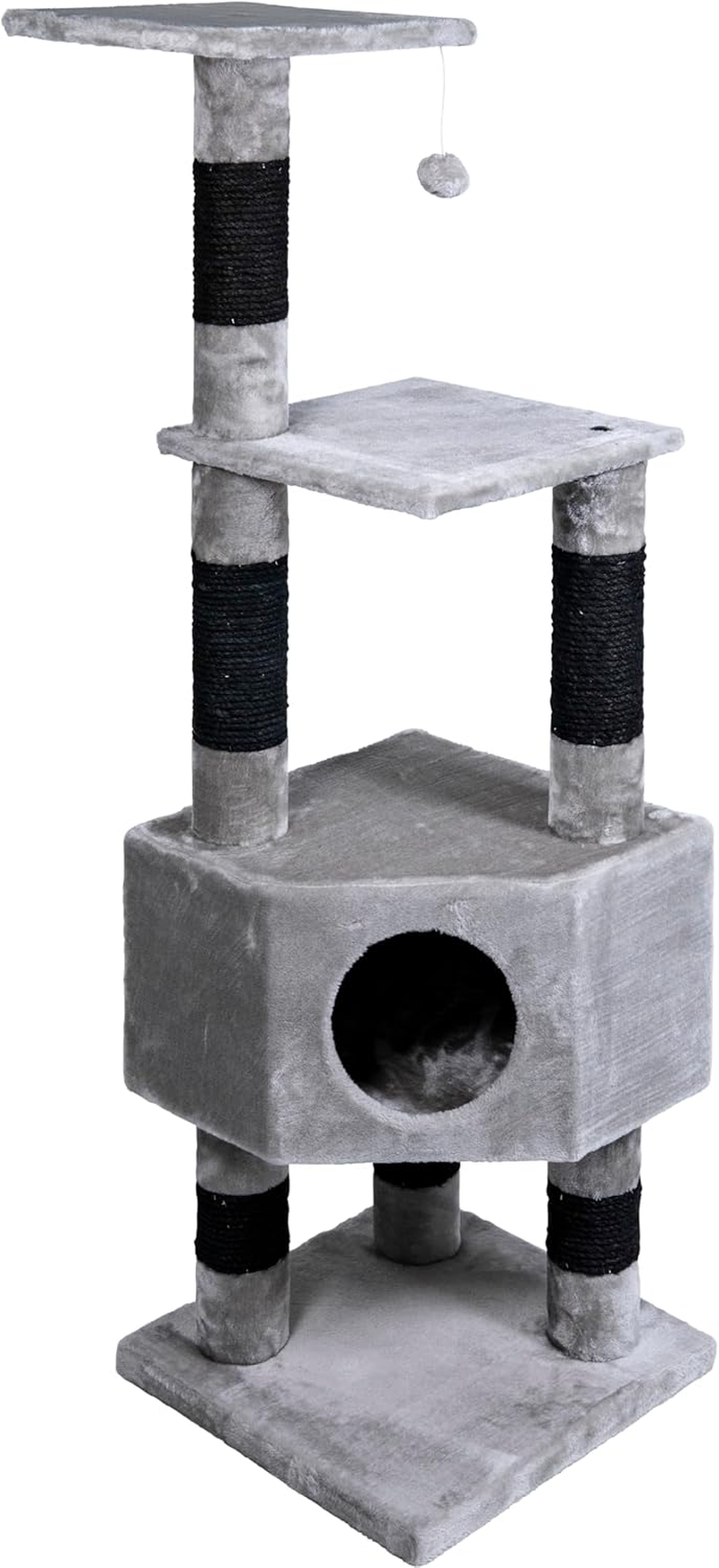 JACK and VANILLA, Dumbo Design Cat Scratching Post, Space to Play and Rest, Durable Materials, Easy Clean, Dimensions 30 X 30 X 45 Cm, Cream Grey Colour, Cat Tree Model image number 5