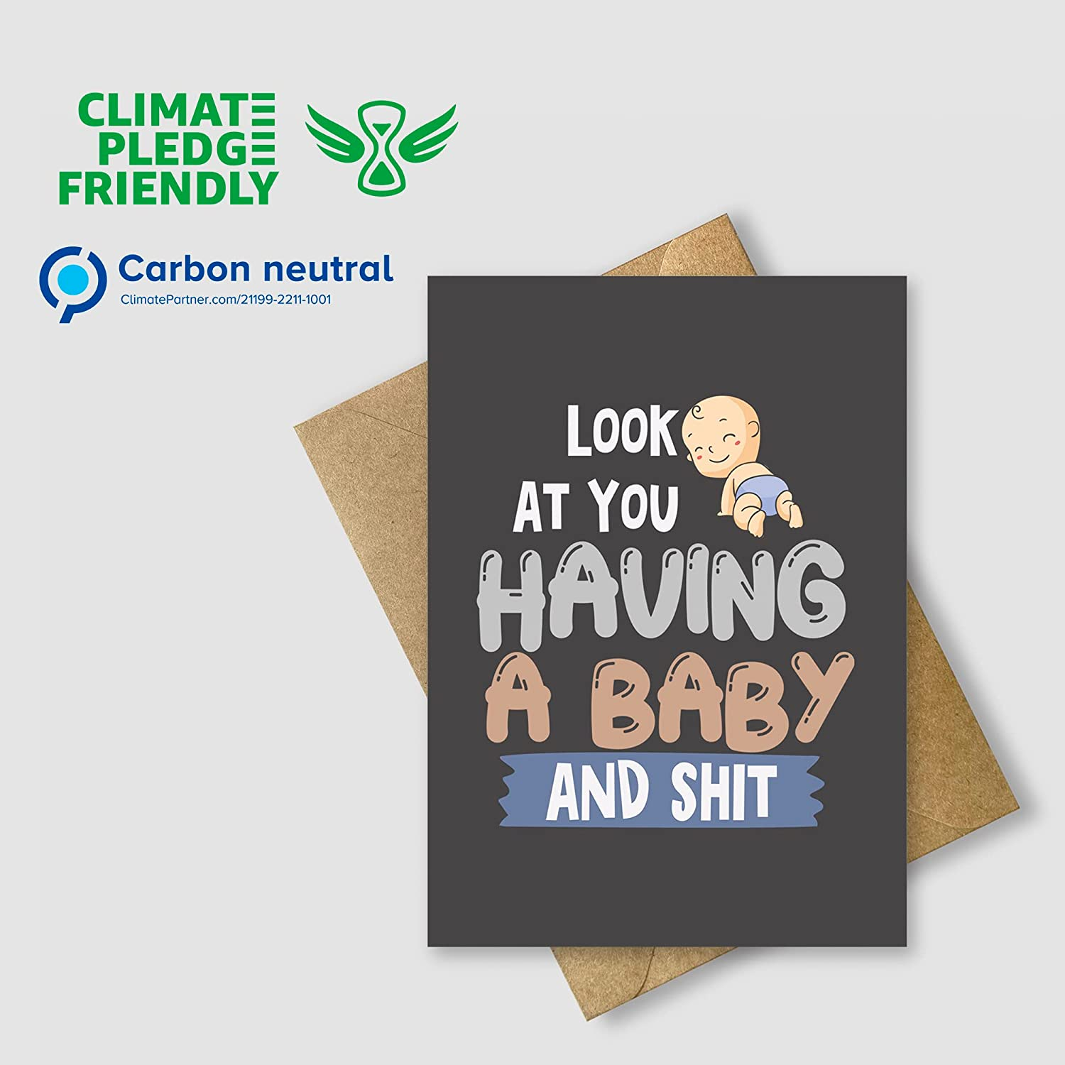 Funny New Baby Card with Envelope | Silly Card for Parents to Be | Congratulatory Card for Pregnancy Reveal for Mom, Dad... | Baby Shower Congratulations Present - NUM 11 image number 6