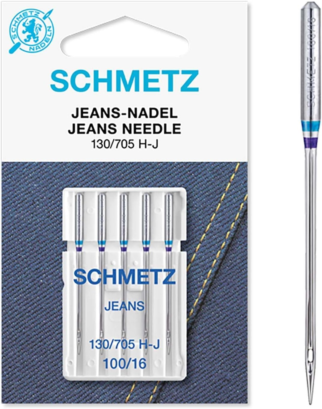 SCHMETZ Sewing Machine Needles| 5 Jeans Needles | 130/705 H-J| Needle Size 100/16 image number 5