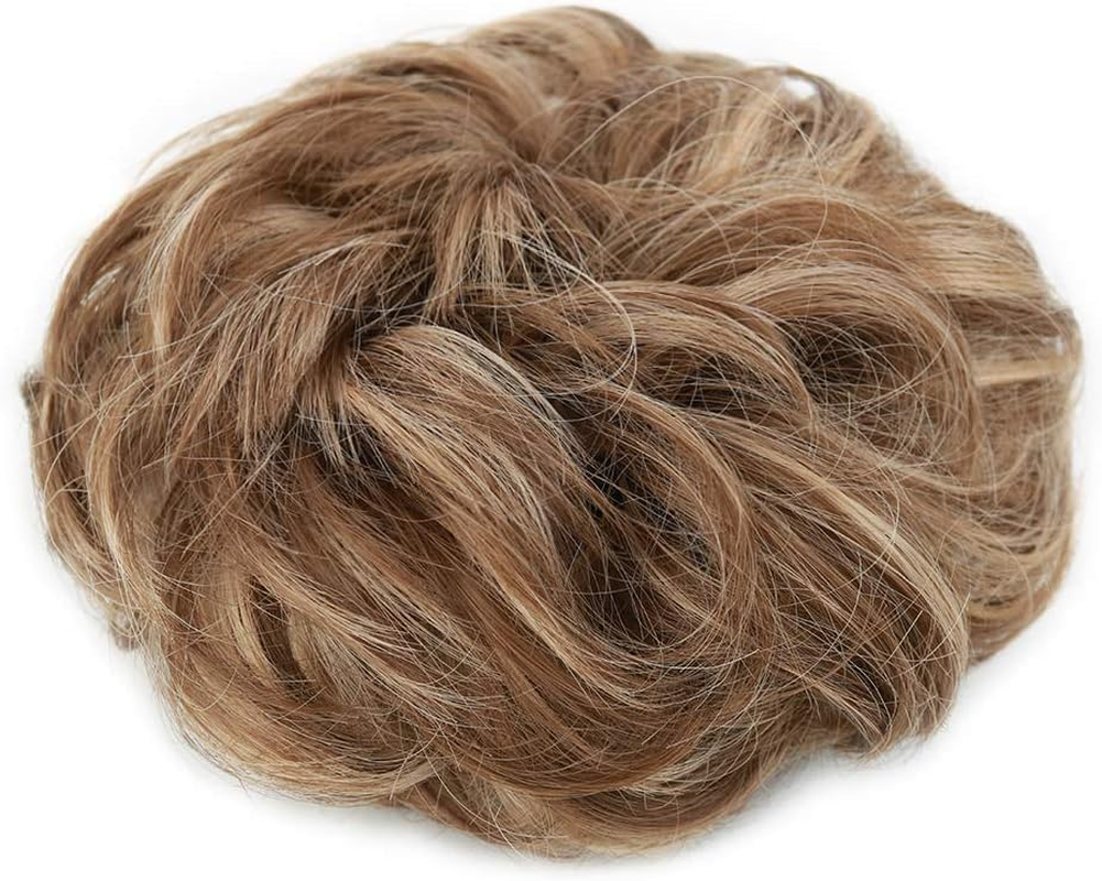 1PCS Messy Hair Bun Hair Scrunchies Extension Curly Wavy Messy Synthetic Chignon for Women Updo Hairpiece(12H24#) image number 3