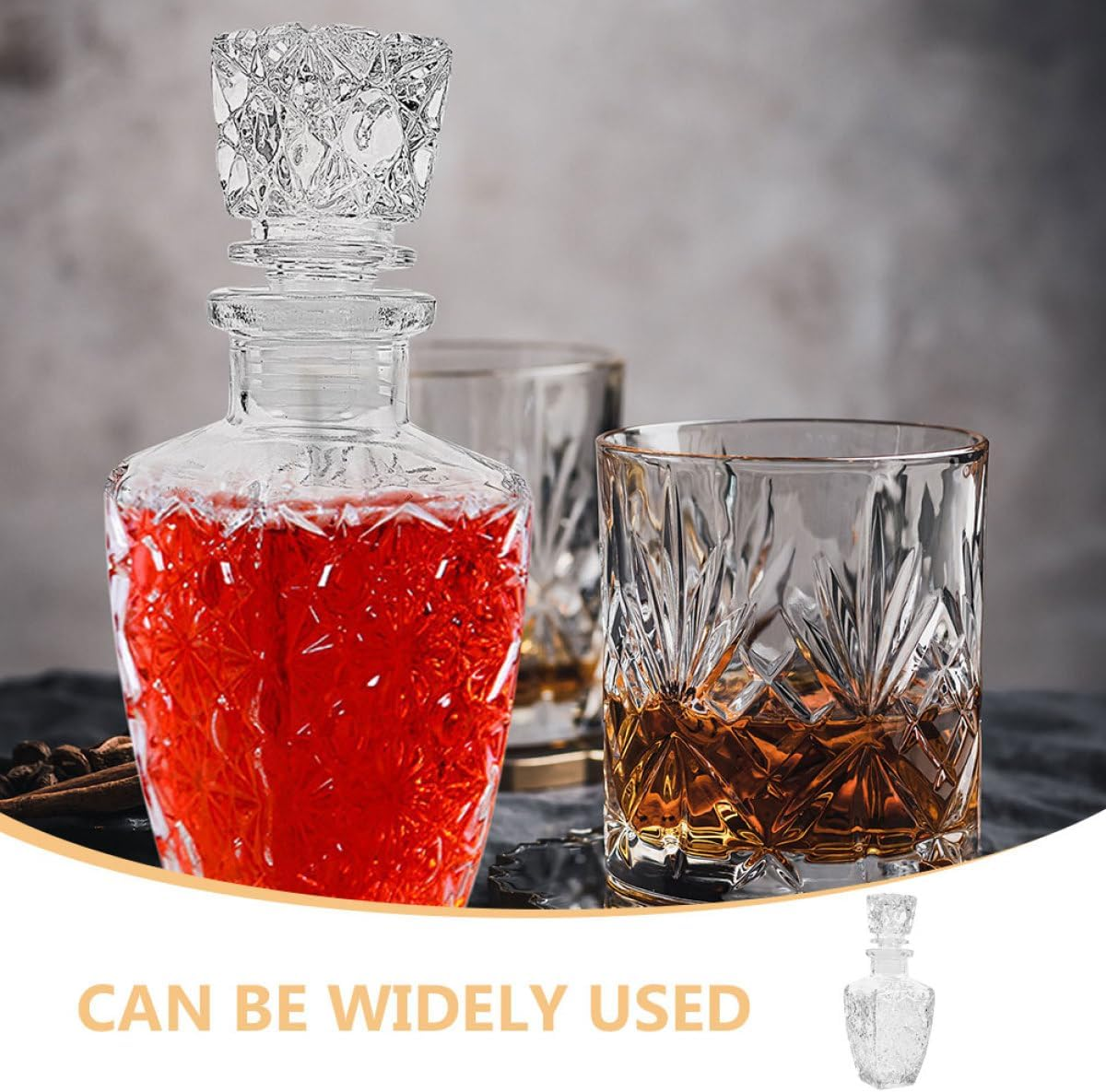 NAMOARLY 2Pcs 250Ml Thickened Creative Glass Wine Bottles Square Diamond Design for Party and Home Beverage Serveware image number 2