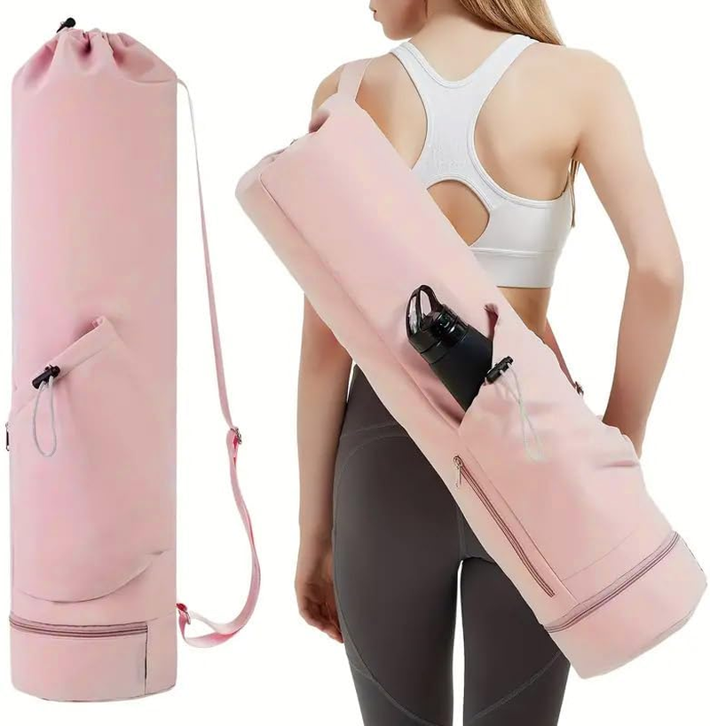 AIMALL Yoga Mat Portable Backpack, Multifunctional Travel Sports Fitness Bag, 75X19Cm (29.5X7.5 Inches), Beige, Pink, or Black