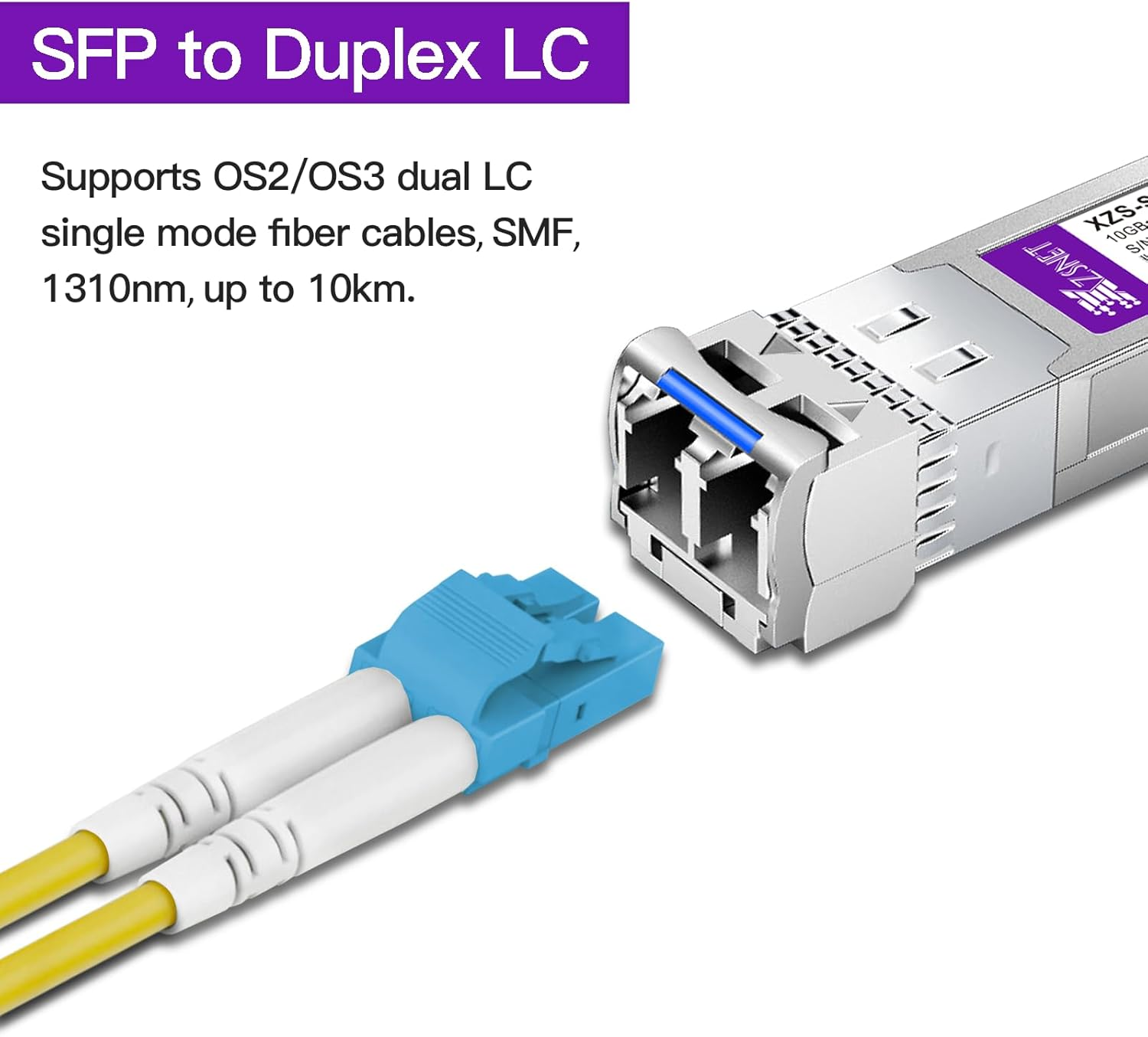 XZSNET 10GBASE-LR SFP+ Transceiver, 10G SFP+ to LC Single Mode Fiber Module Compatible for Cisco SFP-10G-LR, Ubiquiti Unifi UF-SM-10G, Mikrotik S+31DLC10D, Meraki, Netgear, D-Link and More, 1 Pack
