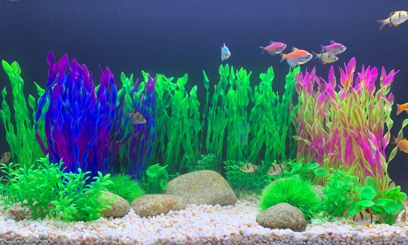 Aquarium Decoration, 14 Pieces Artificial Green Water Plants Seaweed Plastic Fish Tank Decoration for All Fish and Pets image number 4