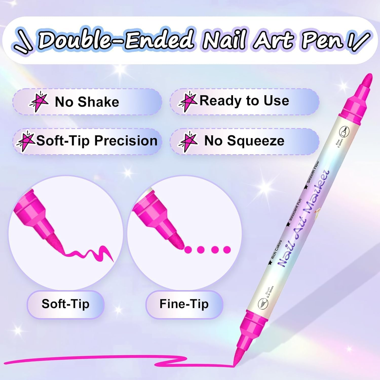 12 Colours Dual-Tip Nail Art Pens, No Shake Required Acrylic Paint Markers. 0.5Mm-5Mm Fine & Brush Tips for 3D DIY Manicure. Quick Dry, Waterproof Design Tools for Women & Beginners (No Clogging) image number 1