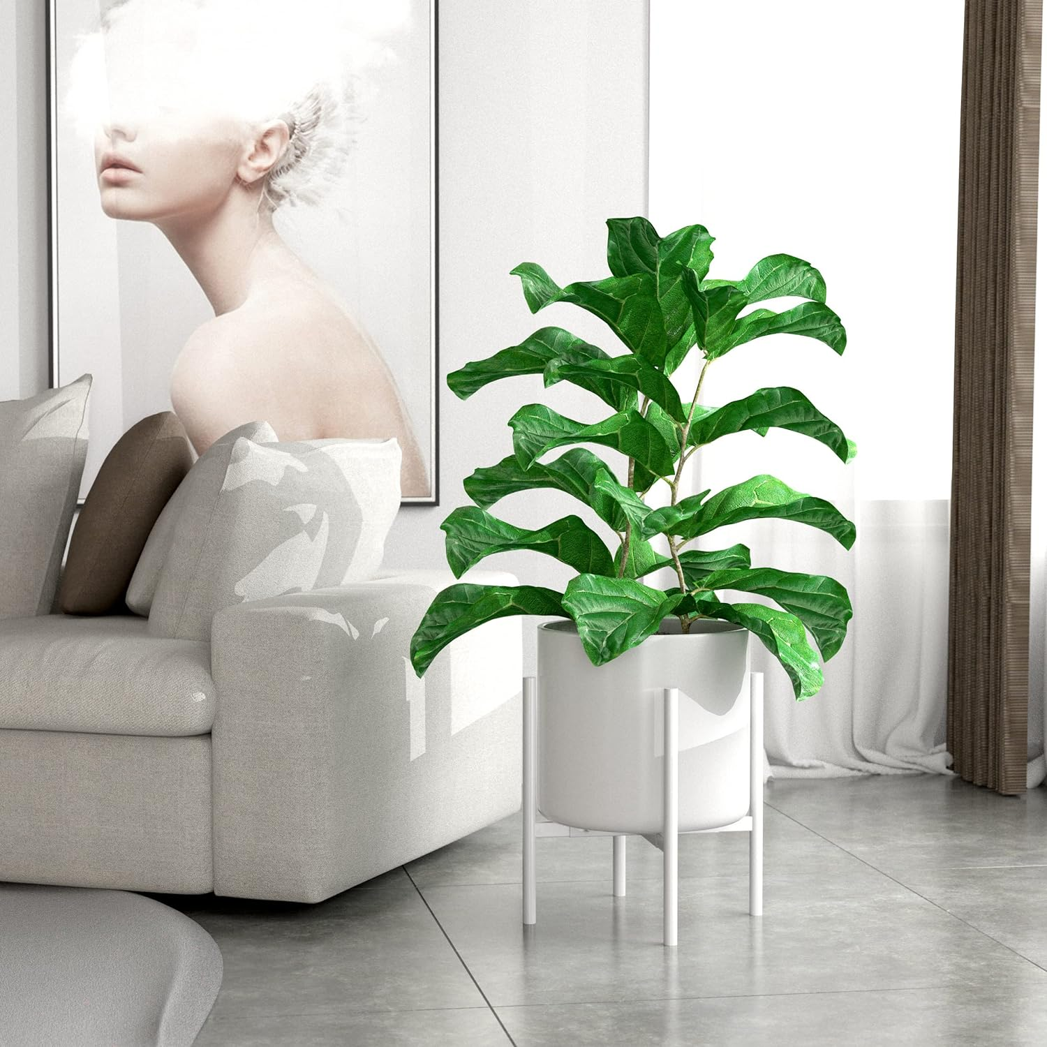 EKNITEY Adjustable Plant Pot Stand: Indoor Outdoor Modern Flower Holder Metal Plant Rack Organizer Planter Stand for Garden Patio Corner Bathroom Living Room Balcony Home Office (White) - Black image number 2