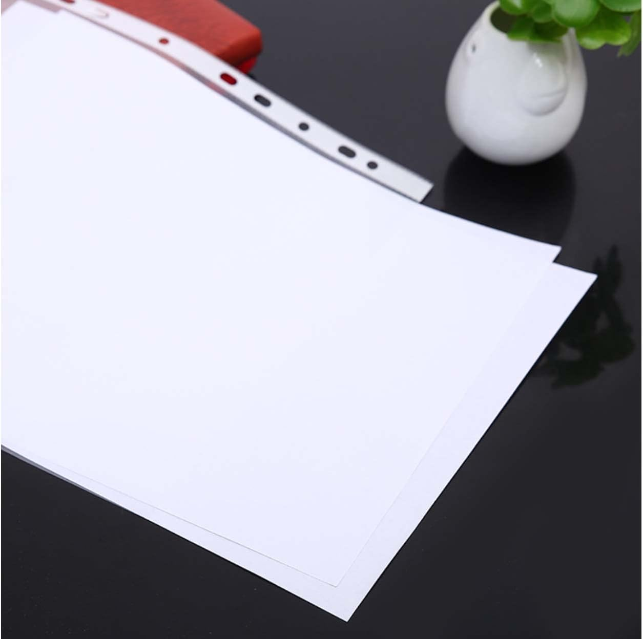 100X A4 Clear Plastic Punched Pockets Sheet Protectors Transparent Cover Files 40 Micron (Medium) image number 5