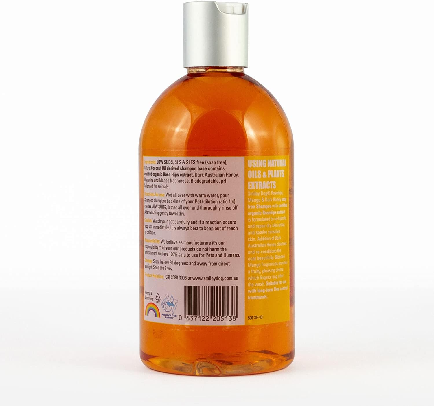 Smiley Dog Organic Rosehips & Mango with Honey Shampoo, 500 Ml image number 1