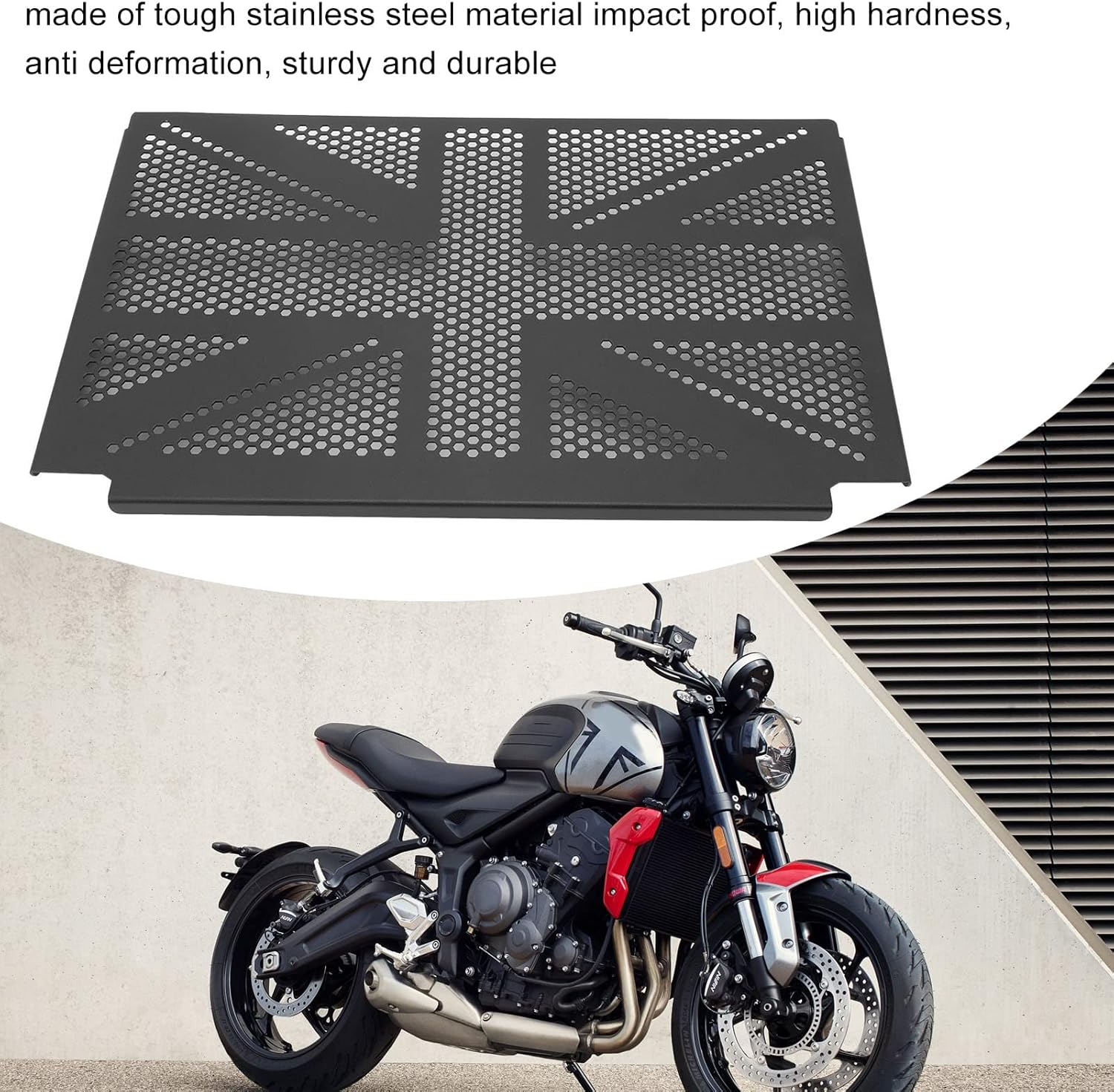 Motorcycle Radiator Guard Protector Grille Cover, Stainless Steel Radiator Grille Cover Protector for Triumph Trident 660, Motorcycle Radiator Grille Guard Protector Cover, Black image number 4