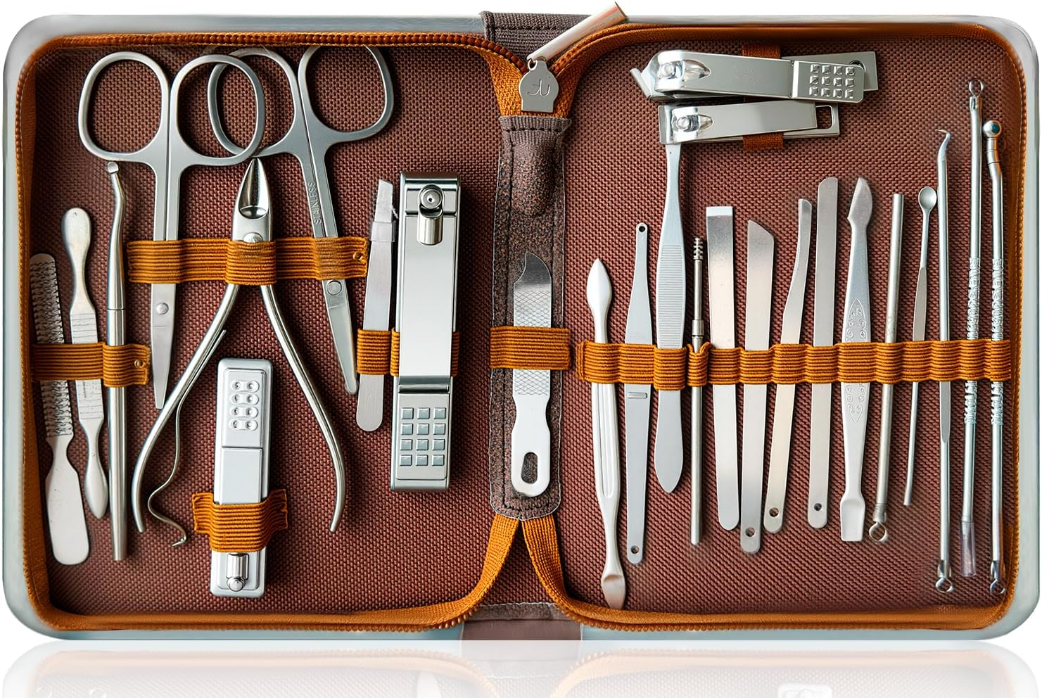 Manicure Set Professional &ndash; 26 in 1 Nail Clippers Kit Stainless Steel, Nail Cutter Tool for Finger and Toe Nail with Luxurious Travel Leather Case, Gifts for Men Dad Him Husband Parent image number 1