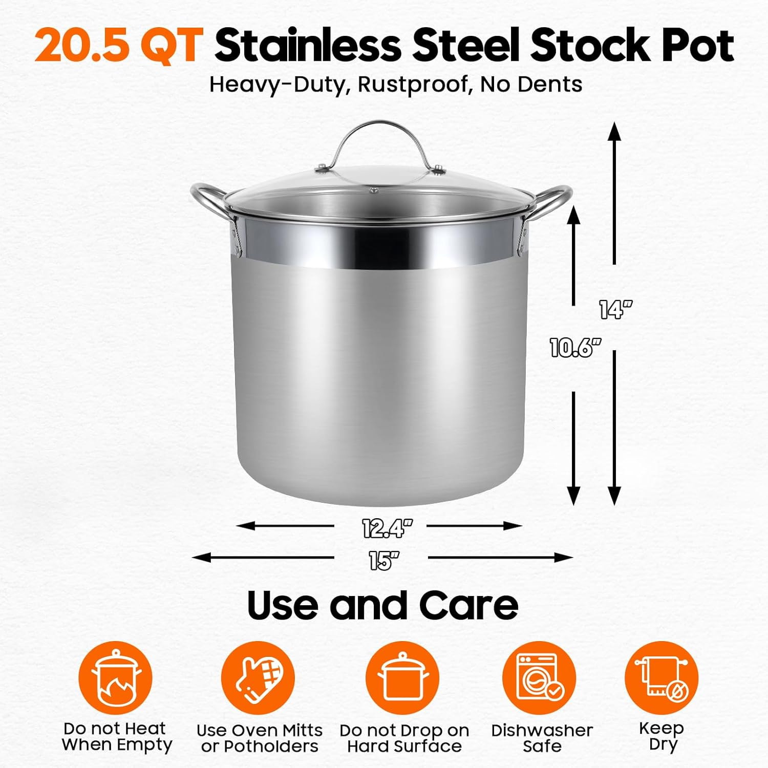Stainless Steel Canning Pot with Rack and Lid, Large Water Bath Canner, Full Home Canning Supplies Starter Kit, Compatible with Induction and Glass Top Stoves (19L, Black) A1 image number 5