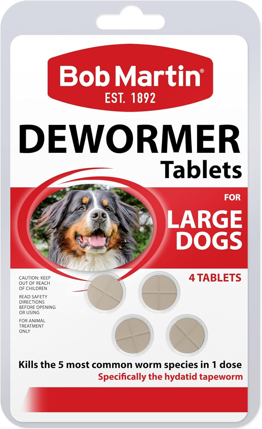 Bob Martin Worming Tablets for Dogs - Worming Treatment for Medium & Large Dogs. Kills 5 Most Common Worms in 1 Dose. 4 Chewable Liver Flavored Tablets 40G image number 2