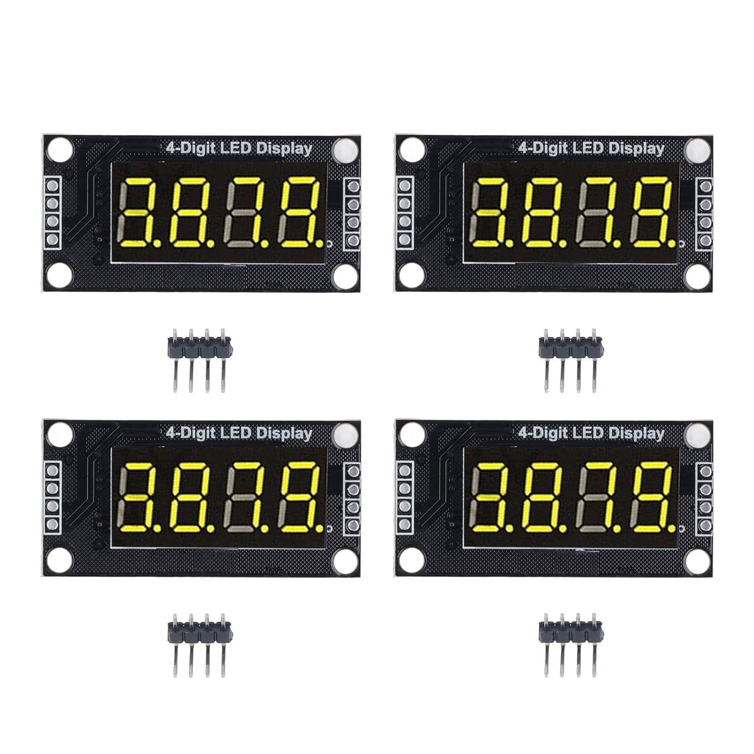 MUNEFE 4 Bits Digital LED Display Module, 4 Digit Tube LED Segment Display Module, 4 Digit 7 Segment Digital Tube LED Display Board for Machine Equipment (Yellow, 0.36In TM1637) image number 1