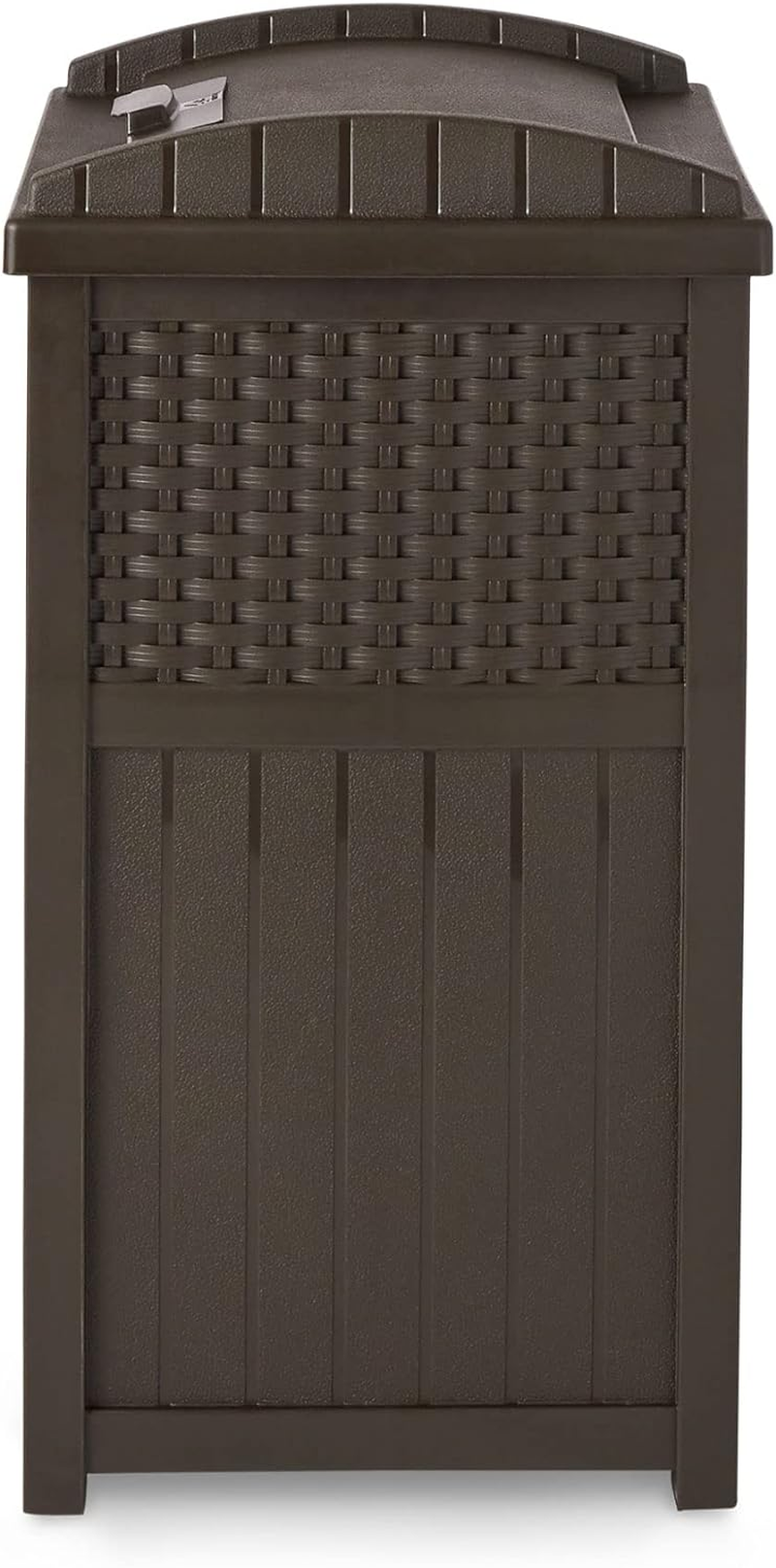 Suncast 33 Gallon Hideaway Can Resin Outdoor Trash with Lid Use in Backyard, Deck, or Patio, 33-Gallon, Brown - Brown image number 4