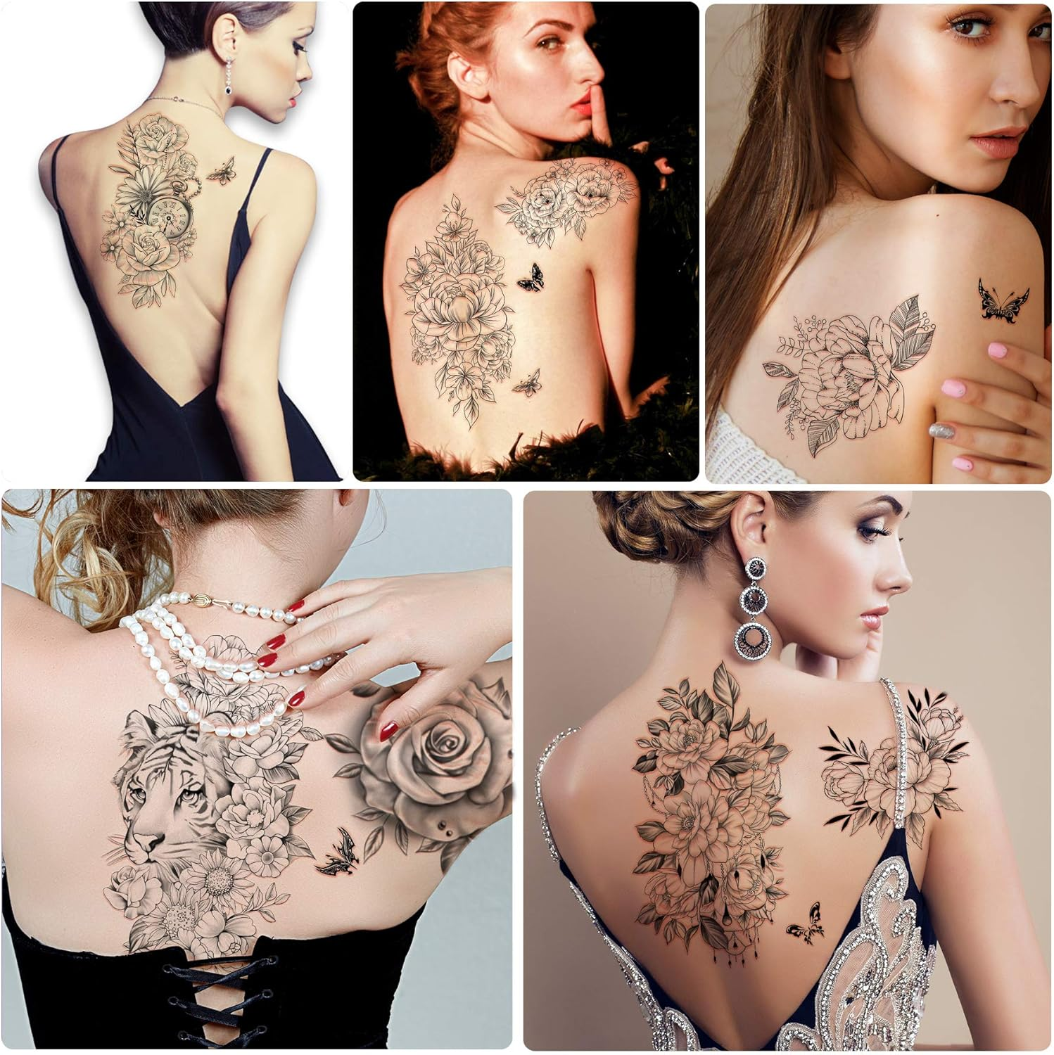 Yazhiji 49 Sheets Large Sexy Flowers Collection Waterproof Temporary Tattoos Lasting Tattoos for Women and Girls. image number 5
