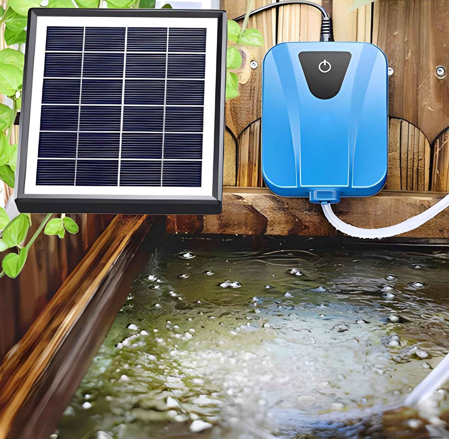 Meichoon Solar Water Air Pump Oxygenator USB Oxygen Pump Silent with Aquarium Oxygenator Tube and Bubble Rock Outdoor Pond Gardening Water Circulation MY05 image number 3