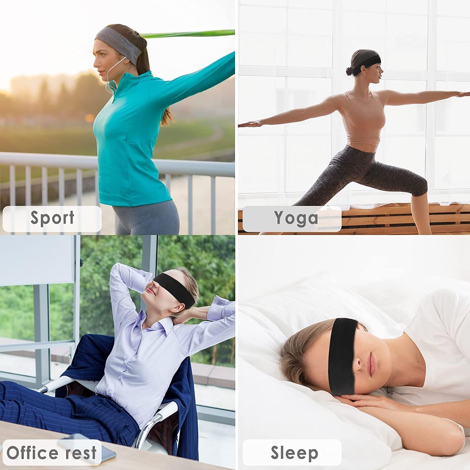 6 Pack Yoga Headbands for Women Stretchy Cotton Non Slip Elastic Sweat Hairbands Soft Fabric Sport Hair Bands Hairwarp Workout Yoga Running Sport Exercise Gym image number 2