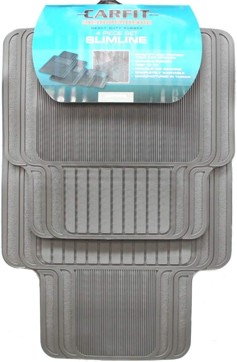 Carfit 4555045 Slimline Rubber Car Floor Mat 4 Piece Set, Grey, Set of 2