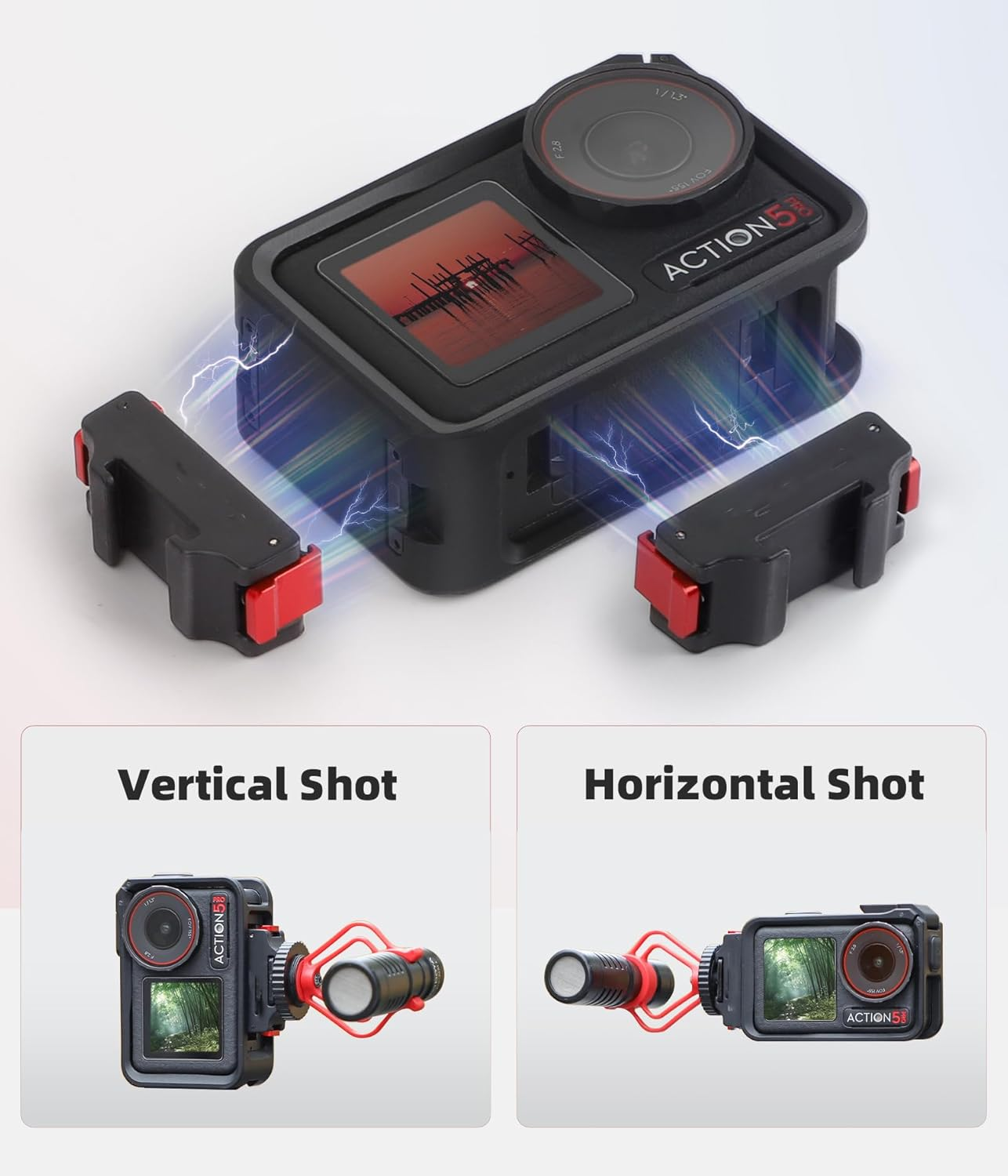 CERFFOOL Magnetic Cold Shoe Adapter for DJI Osmo Action 5 Pro/4/3, Quick Release Expansion Base for Fill Light Microphone for Action Camera Accessories image number 3