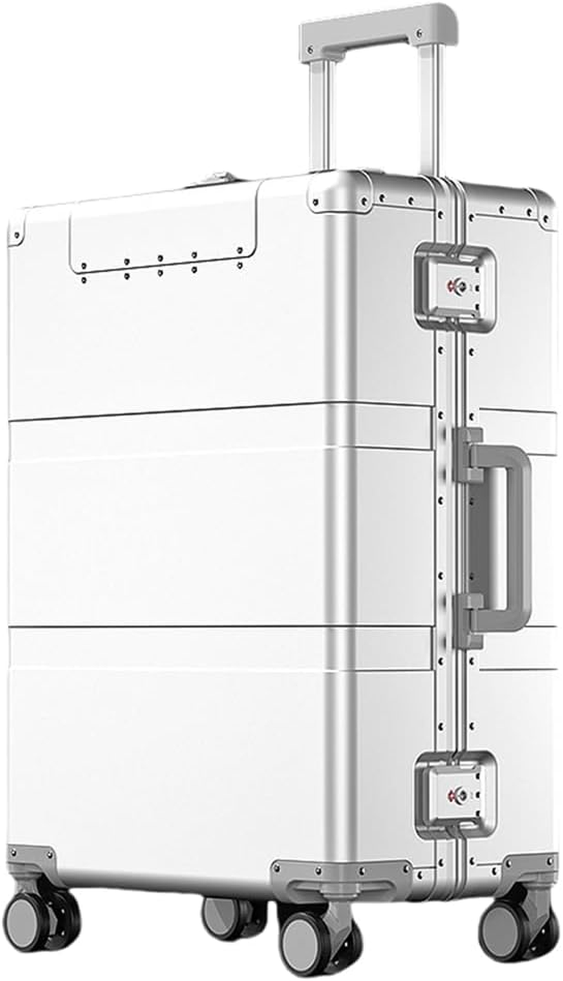 All Aluminum Magnesium Hardside Carry on Luggage with Wheels, Zipperless Hardshell Checked Luggage with Lock, Airline Approved Suitcase Metal Rolling Luggage for Travel, Business (Silver, 20 Inch) image number 7