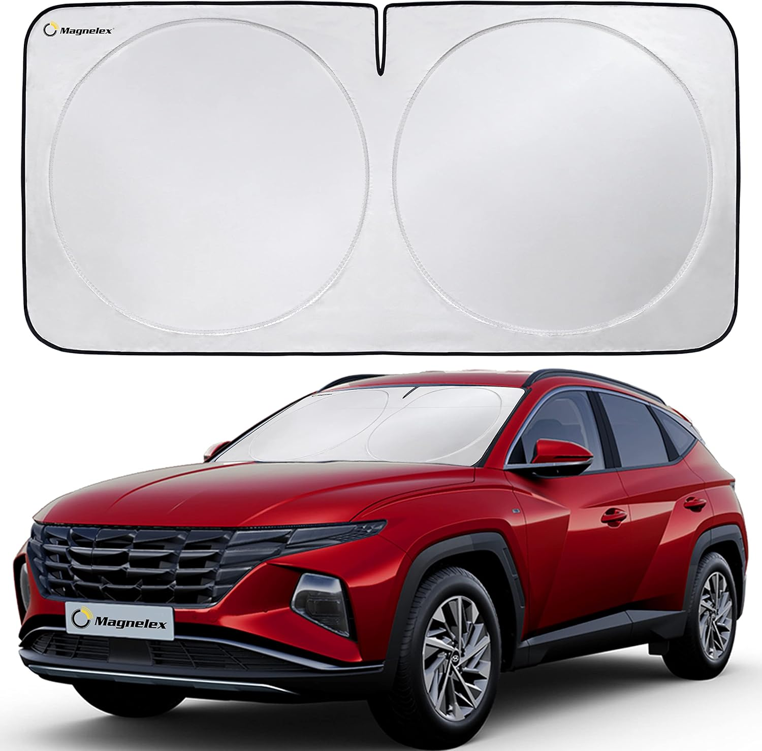 Magnelex Car Windshield Sunshade | Advanced Light-Blocking Protection | Foldable Sun Shade with Mirror Cut-Out Keeps Your Vehicle Cool | Fit for Cars, Trucks, and Suvs | Xlarge (66 X 36 In)