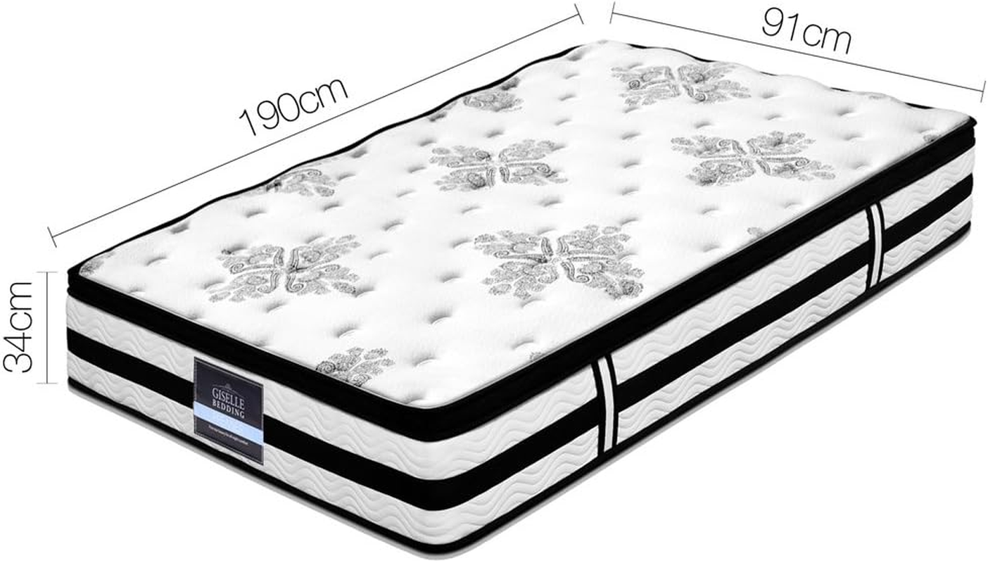 Giselle Bedding 34Cm Single Pocket Spring Foam Euro Top Mattress
