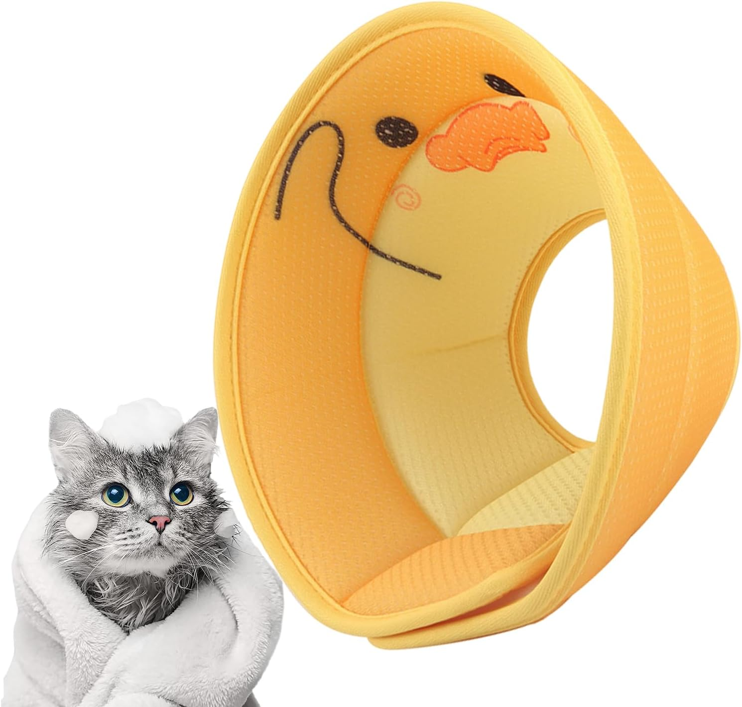 Cat Recovery Collar,Cute Animal Pattern Soft Cat Neck Cone | Dog Donut Collar for Cats and Dogs, Kitten Cone, Cat Donut, Protect Wounds image number 1