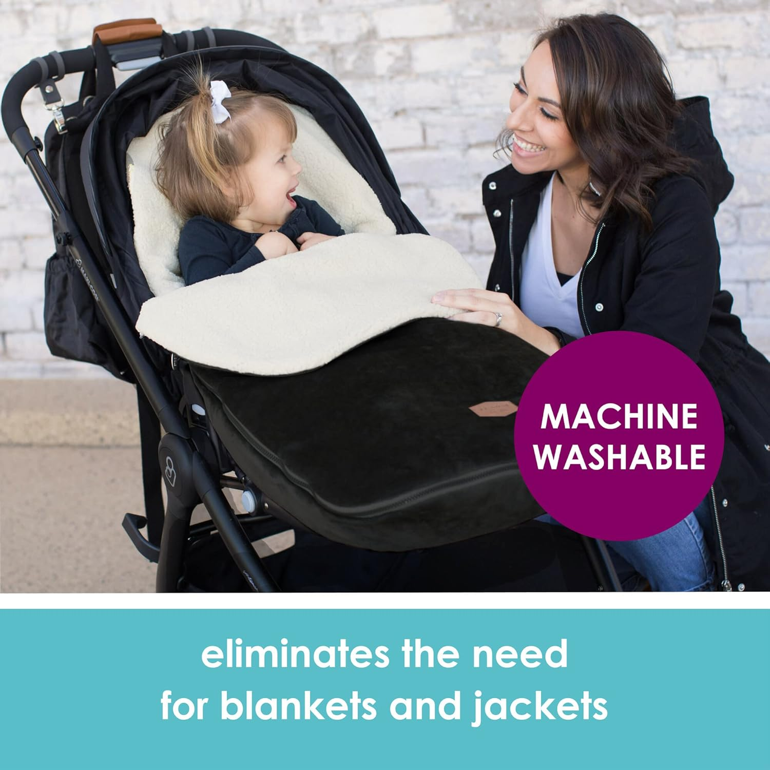 JJ Cole Original Bundleme Canopy Style Bunting Bag, Black image number 1