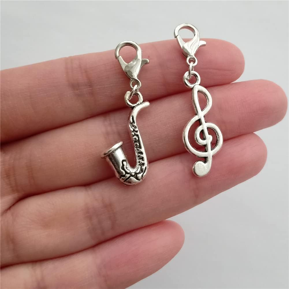 3Pcs in Set Saxophone Keychain, Sax Music Note Clip on Charm, Tiny Musical Instrument Charms, for Music Lover image number 3