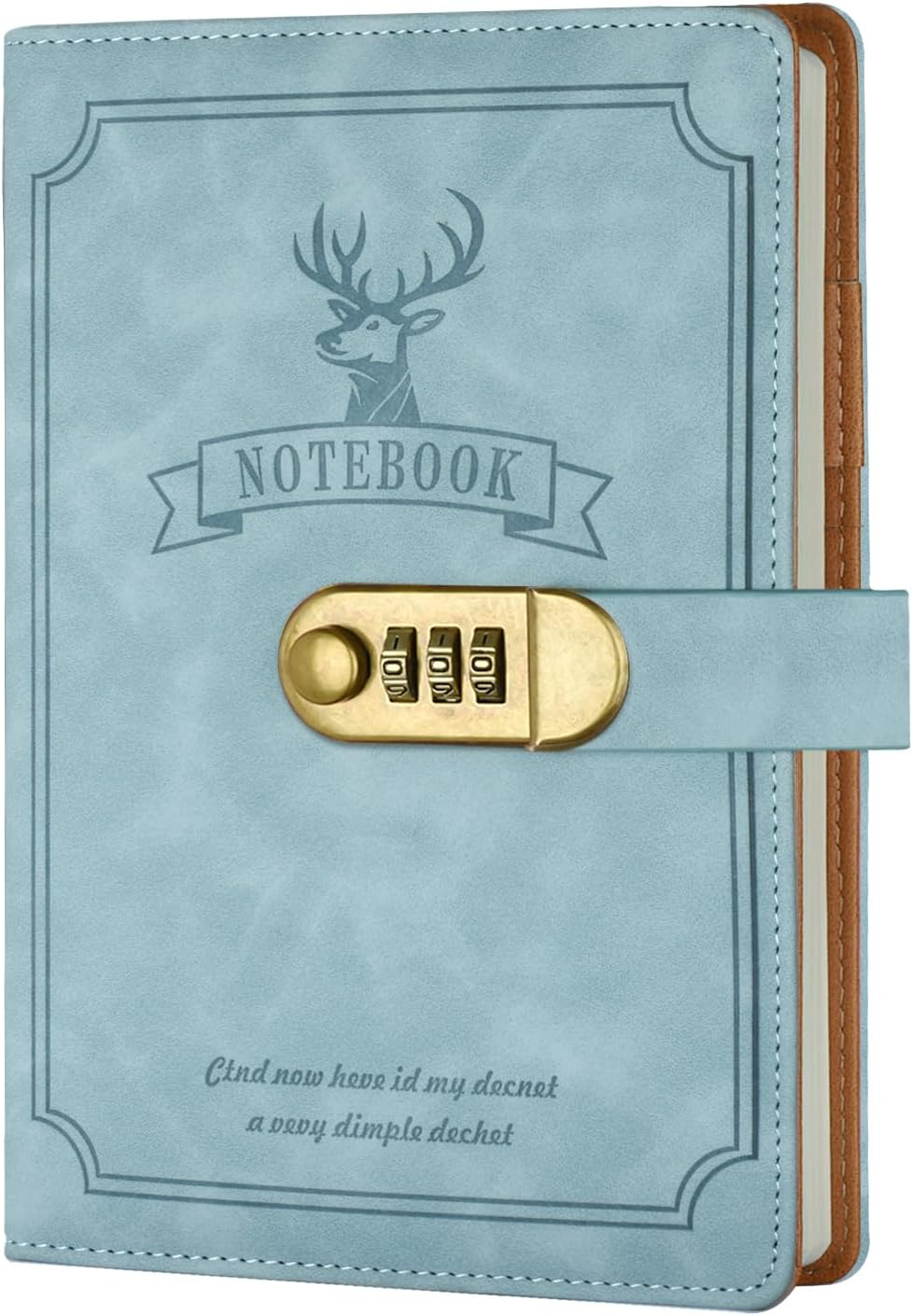 Literary Vintage Leather Notebook with Lock, Embossed Pattern Compass Diary for Writing, A5 Notebook with Lined Paper for Women & Men