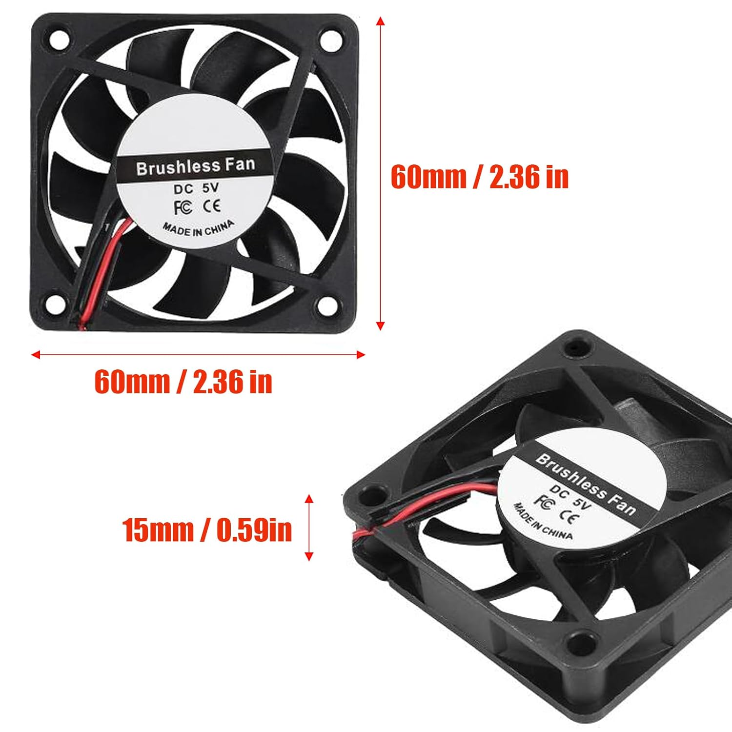 DIANN 2Pcs 6015 Fan 5V 60X60X15Mm Brushless Computer CPU Heat Sink Cooling Cooler Fan 60Mm X 15Mm USB Fan for DIY PC Case Fan