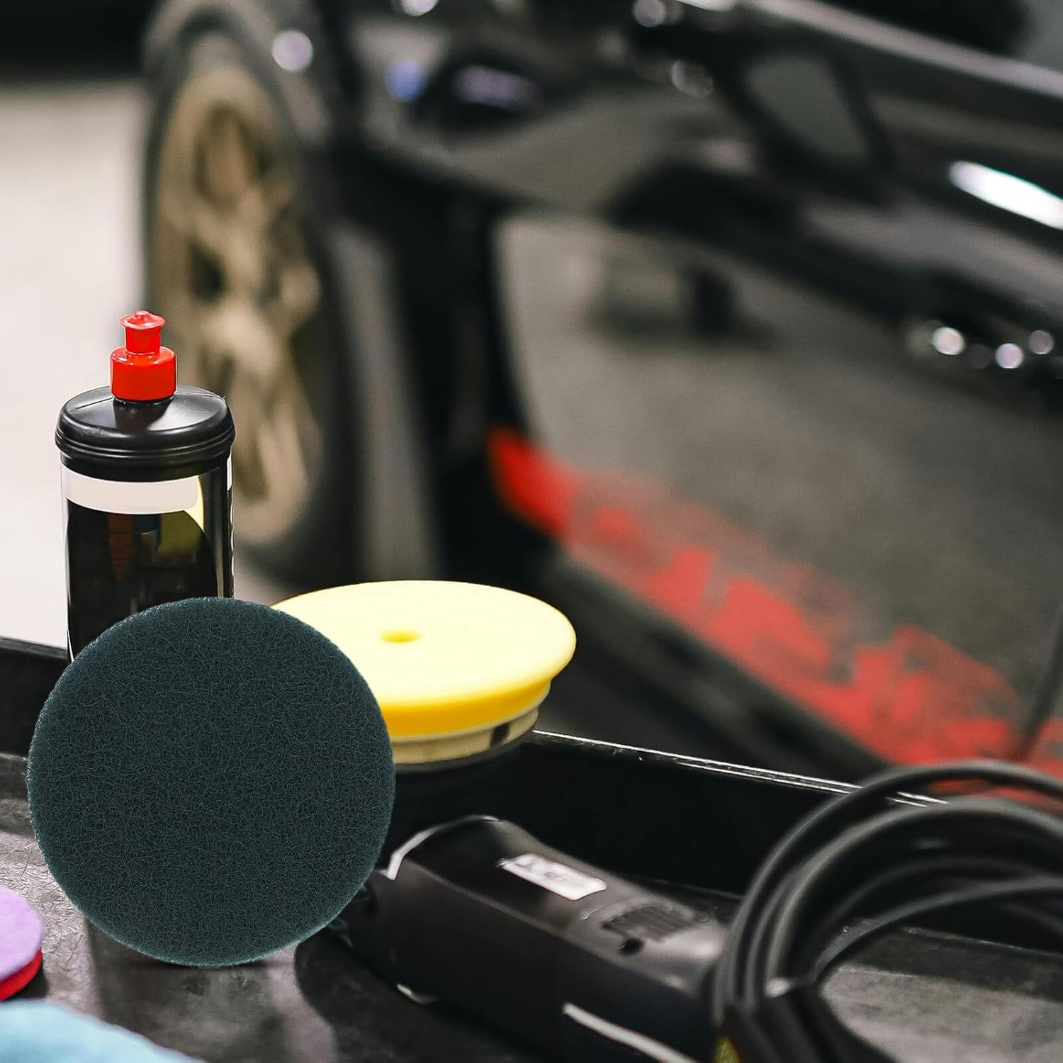 Alipis 20Pcs round Scouring Pads Set 4-Inch 320-400# Red and 600# Green Abrasive Drill Attachment Scrubber Pads for Household Cleaning and Polishing Tasks image number 6