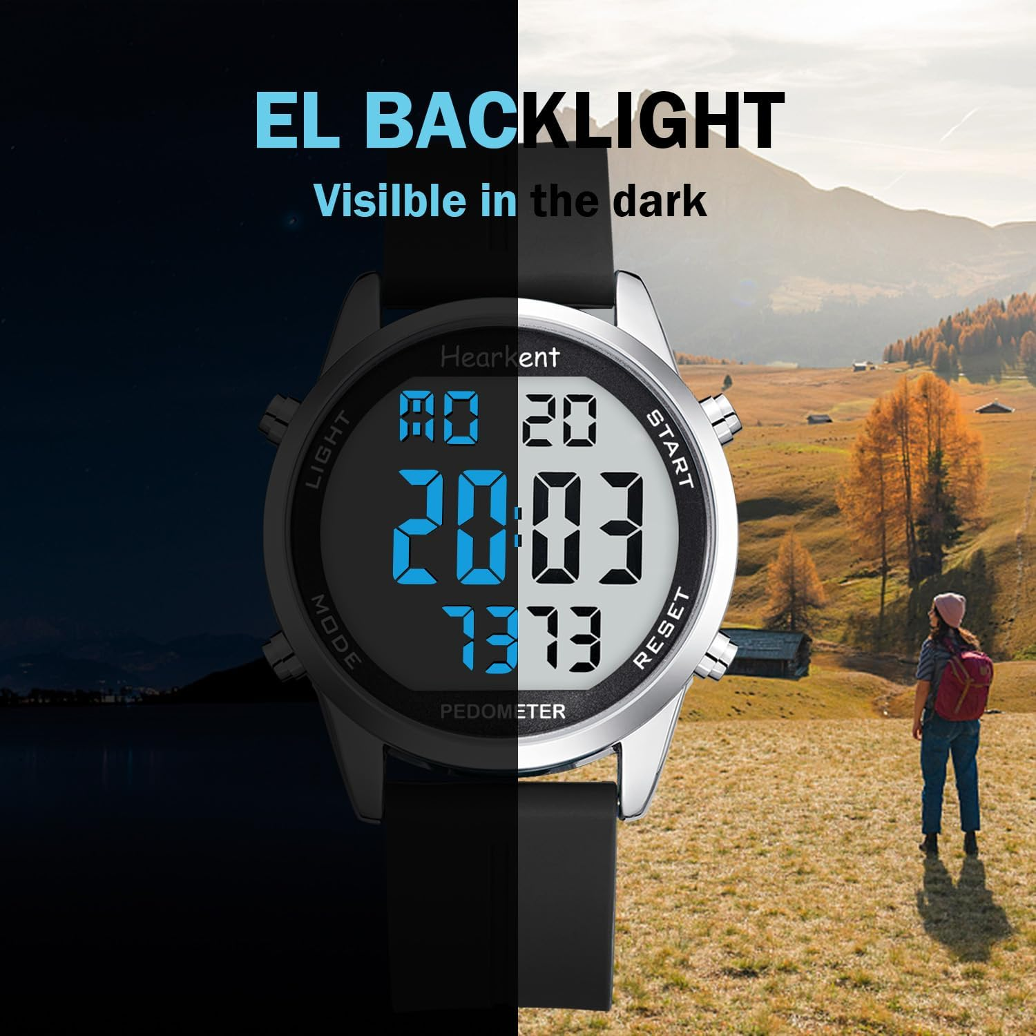 Hearkent Pedometer Watch for Walking for Senior Non Bluetooth No App Required with Steps Calories Counter and LCD Large Numbers&hellip; image number 3