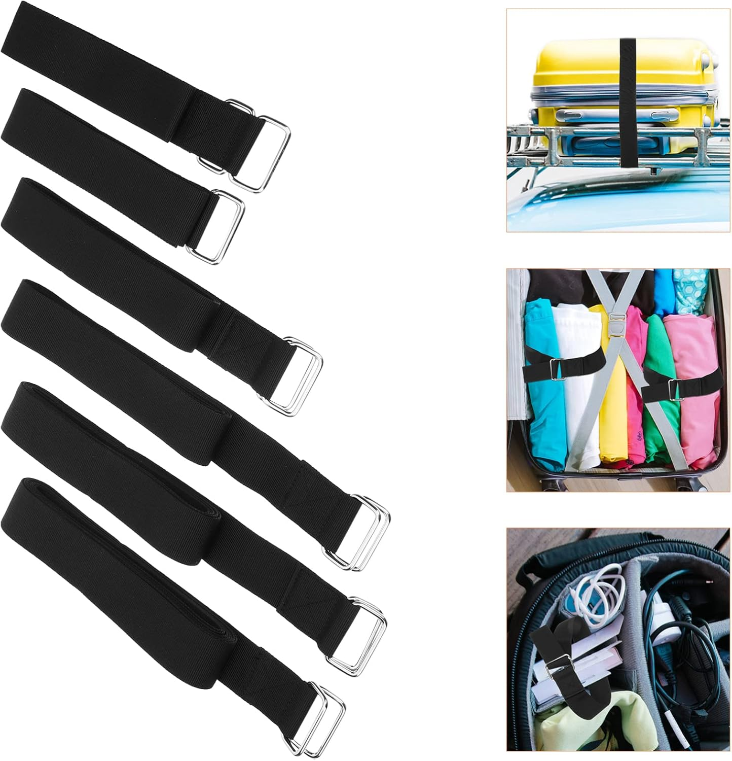 SHINEOFI 6Pcs Adjustable Cargo Bundling Straps with Double Iron Buckles Wear Resistant Luggage Tie down Straps for Secure Transport and Storage for Trucks and Roof Racks image number 5