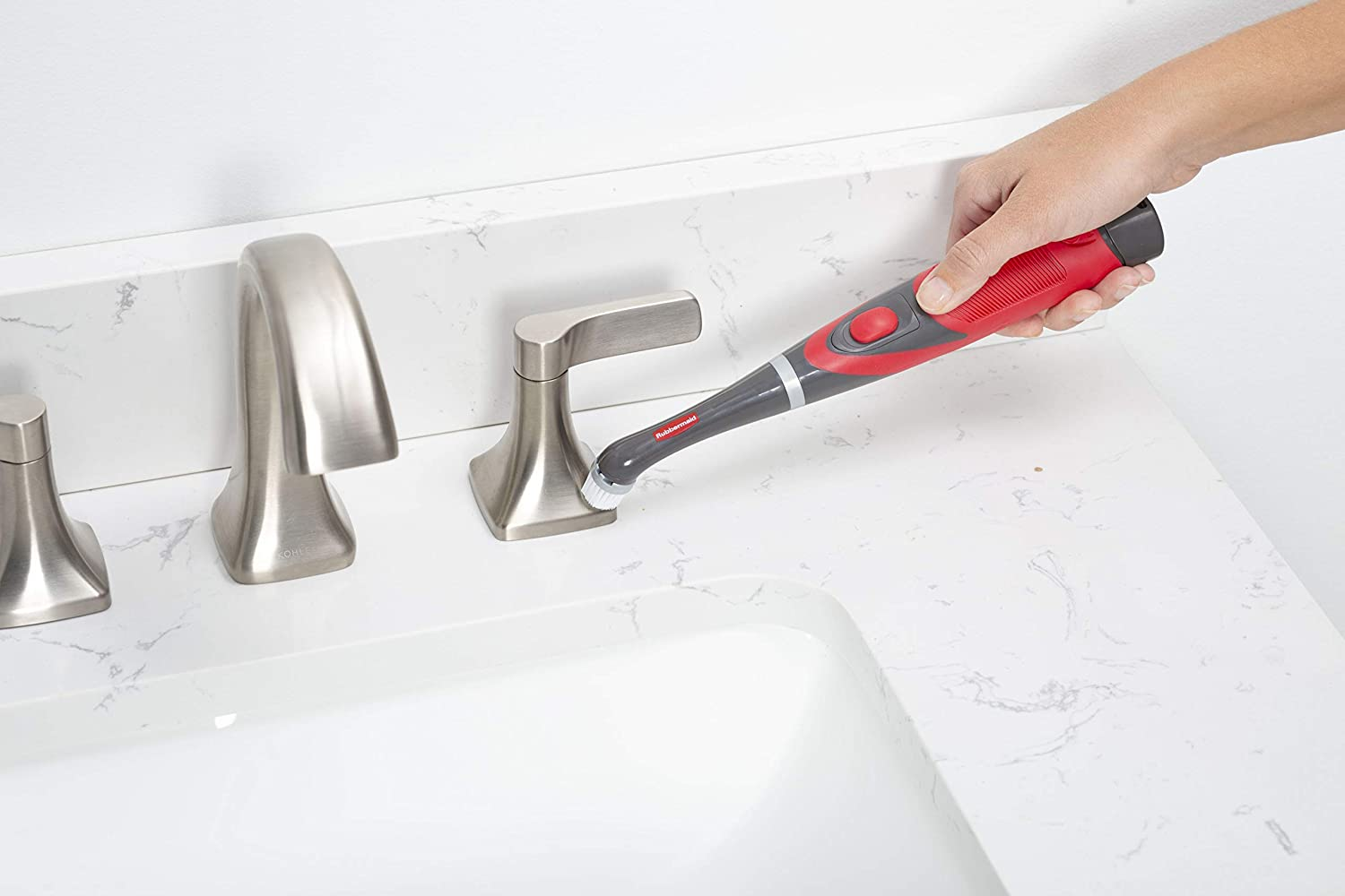 Rubbermaid Reveal Power Scrubber Attachable Soft Bristle & Velcro Head with 6 Microfiber Pads, for Cordless Electric Battery Powered Scrub Brush, Ideal for Shoes/Sneakers/Car Trim/Tires/Furniture image number 6