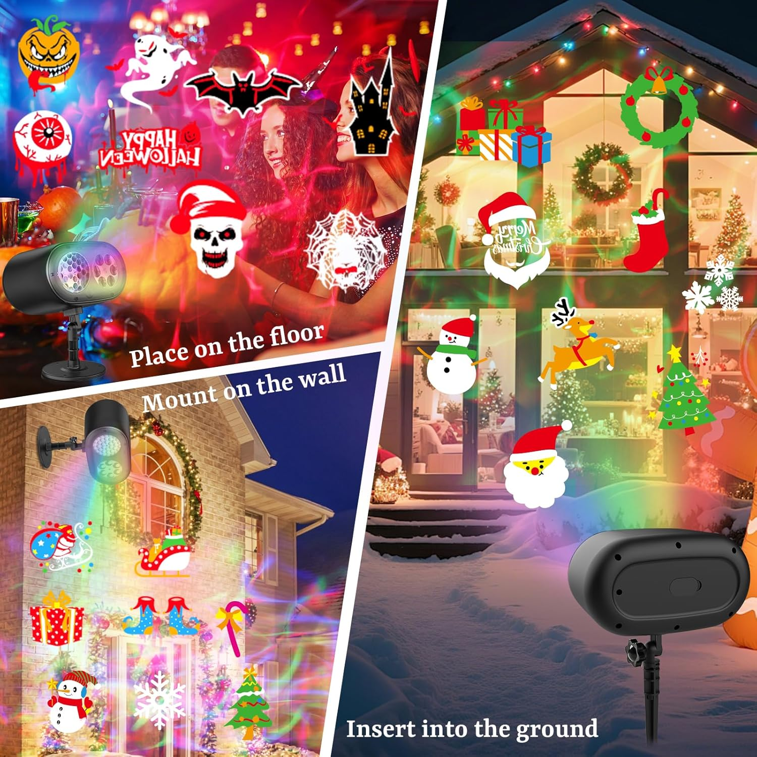 Halloween and Christmas (2025) Waterproof IP67 Projector Lights Outdoor Lighting with Northern Lights Festive Atmosphere for Home Garden Party Decoration with Remote Control image number 2