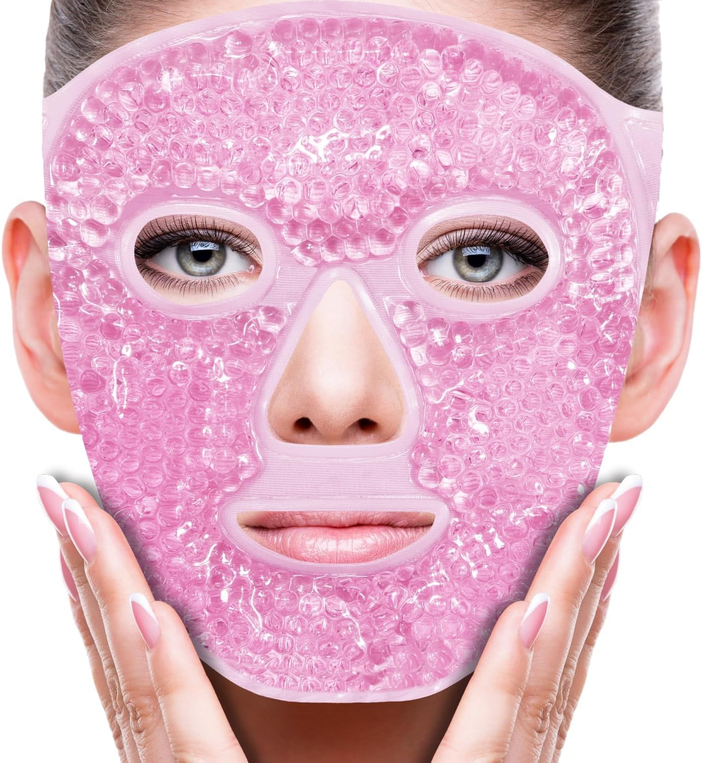 Ice Mask,Cold Face Eye Mask Ice Pack Reduce Face Puff, Dark Circles, Gel Beads Hot Heat Cold Compress Pack, Faces SPA for Woman Sleeping, Pressure, Headaches, Skin Care, Post Laser Care[Blue]