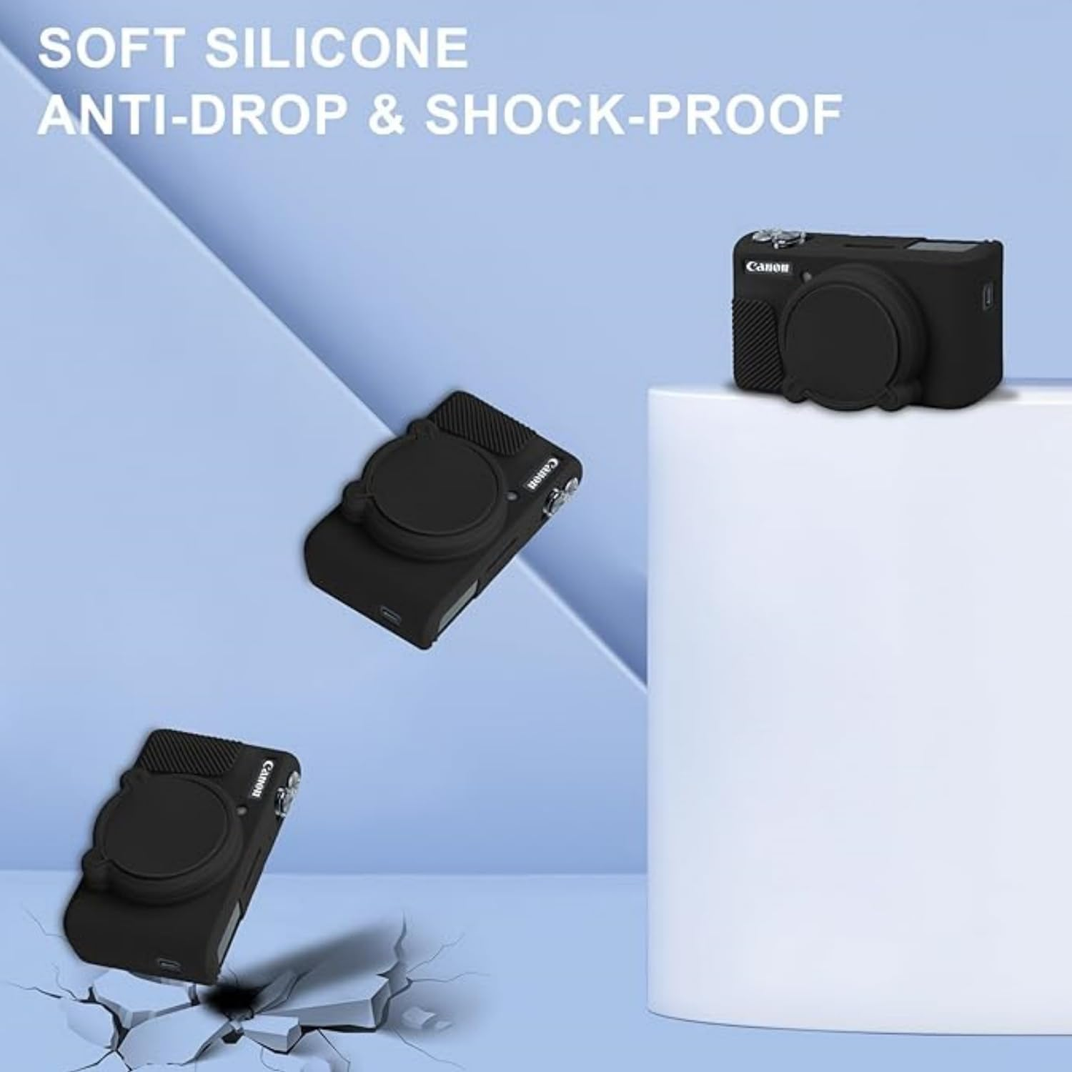 Camera Case for Canon SX730 SX740 Camera Case,Soft Silicone Protective Bag Removable Lens Cover,Anti-Scratch Slim Fit Lightweight Protective Case (Black) image number 1