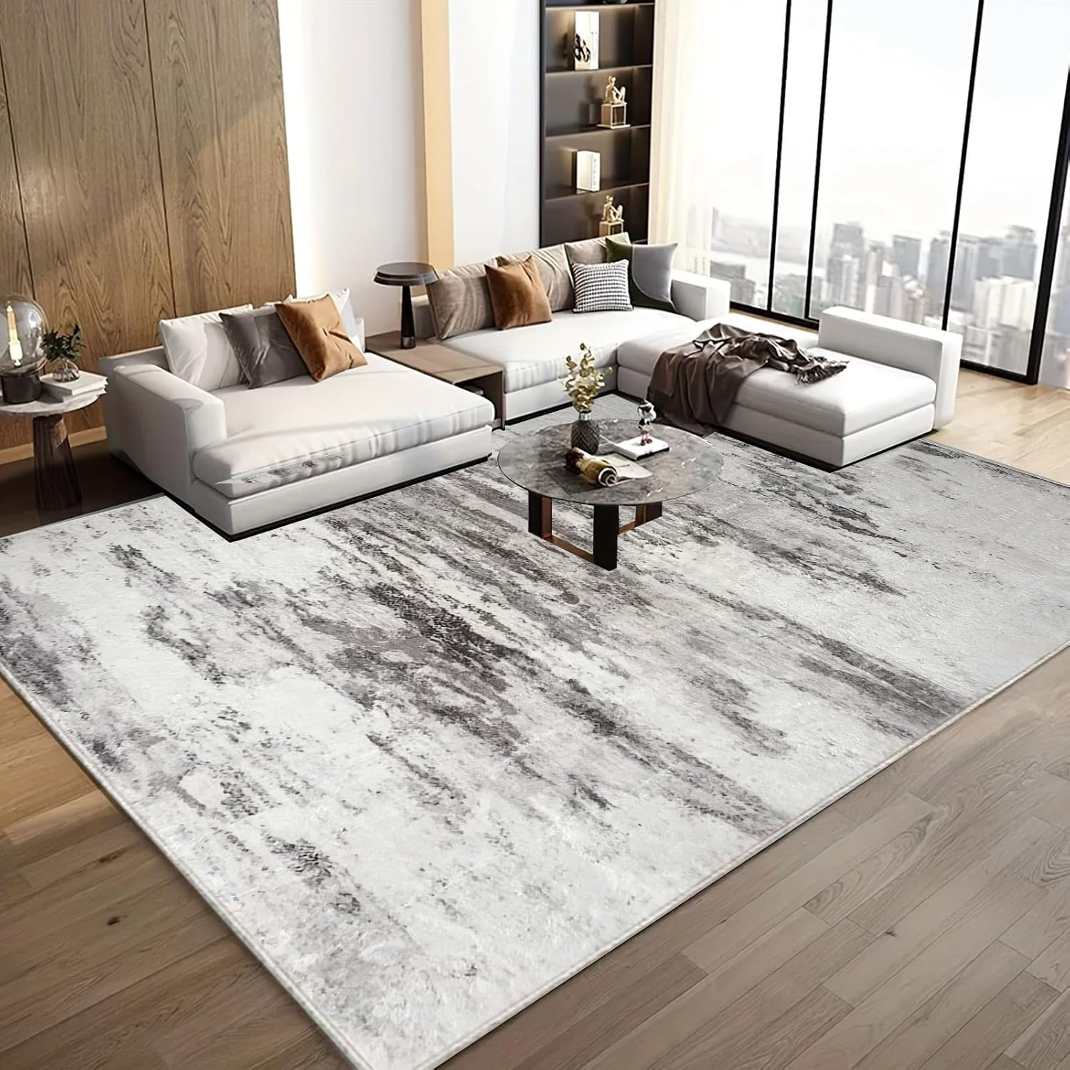 Asiinnsy Area Rug Rugs Living Room Rugs Abstract Large Rug Short Pile Soft Morden Rugs Carpet for Bedroom Anti-Slip Carpets (Abstract Lvory/Multi, 200 * 250Cm) image number 3