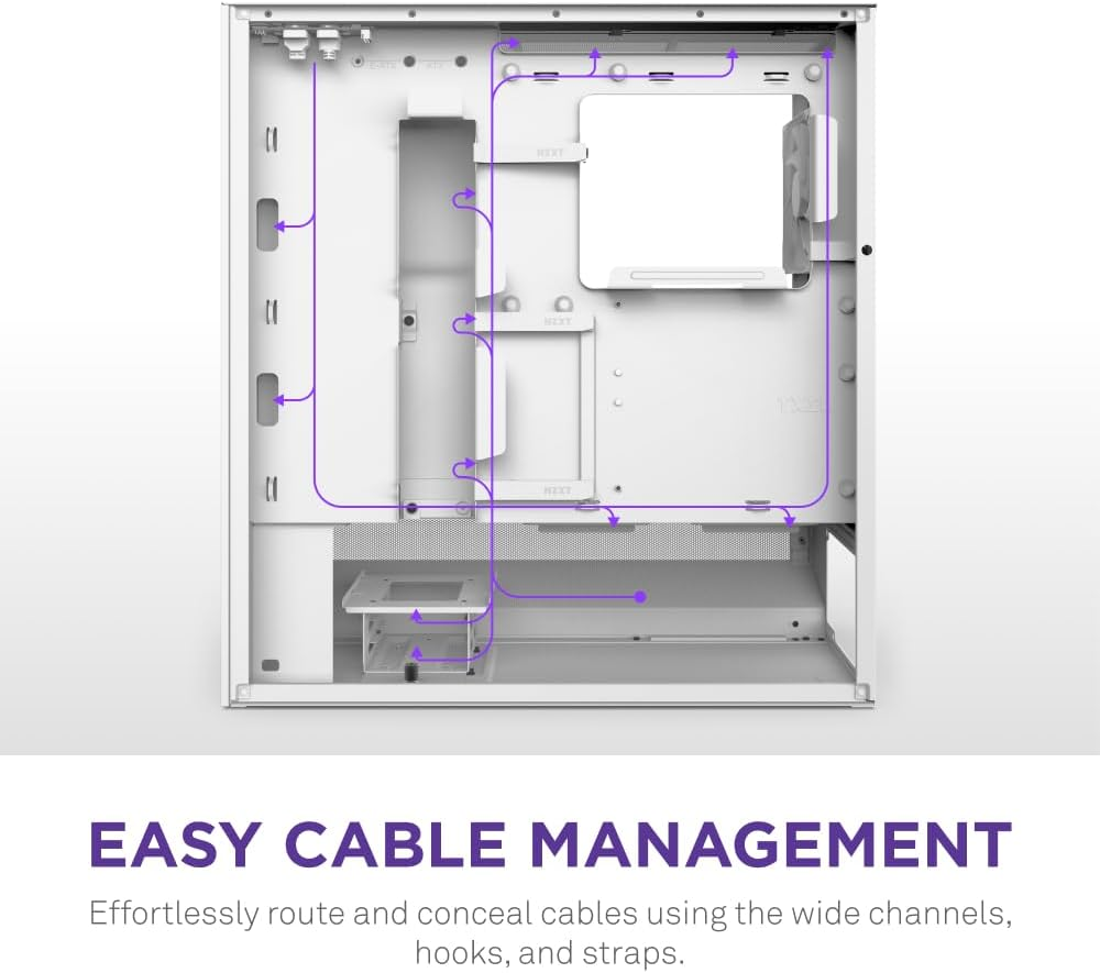 NZXT H5 Flow RGB 2024 - Compact ATX Mid-Tower PC Gaming Case - High Airflow - F360 RGB Core (CV) Included - 360Mm Front & 240Mm Top Radiator Support - Cable Management - Tempered Glass - White image number 1